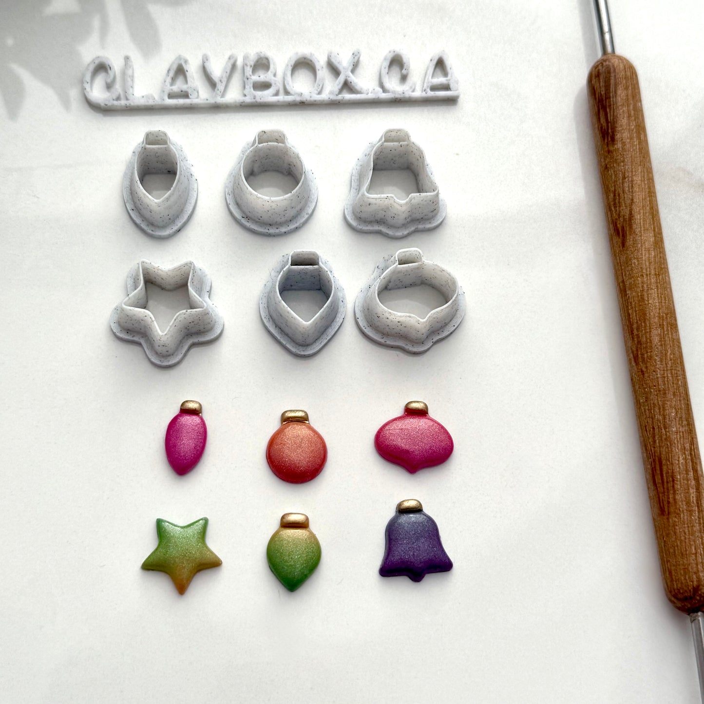 Christmas Ornament Stud Cutters for Polymer Clay - Set of 6 Small Earring Cutters