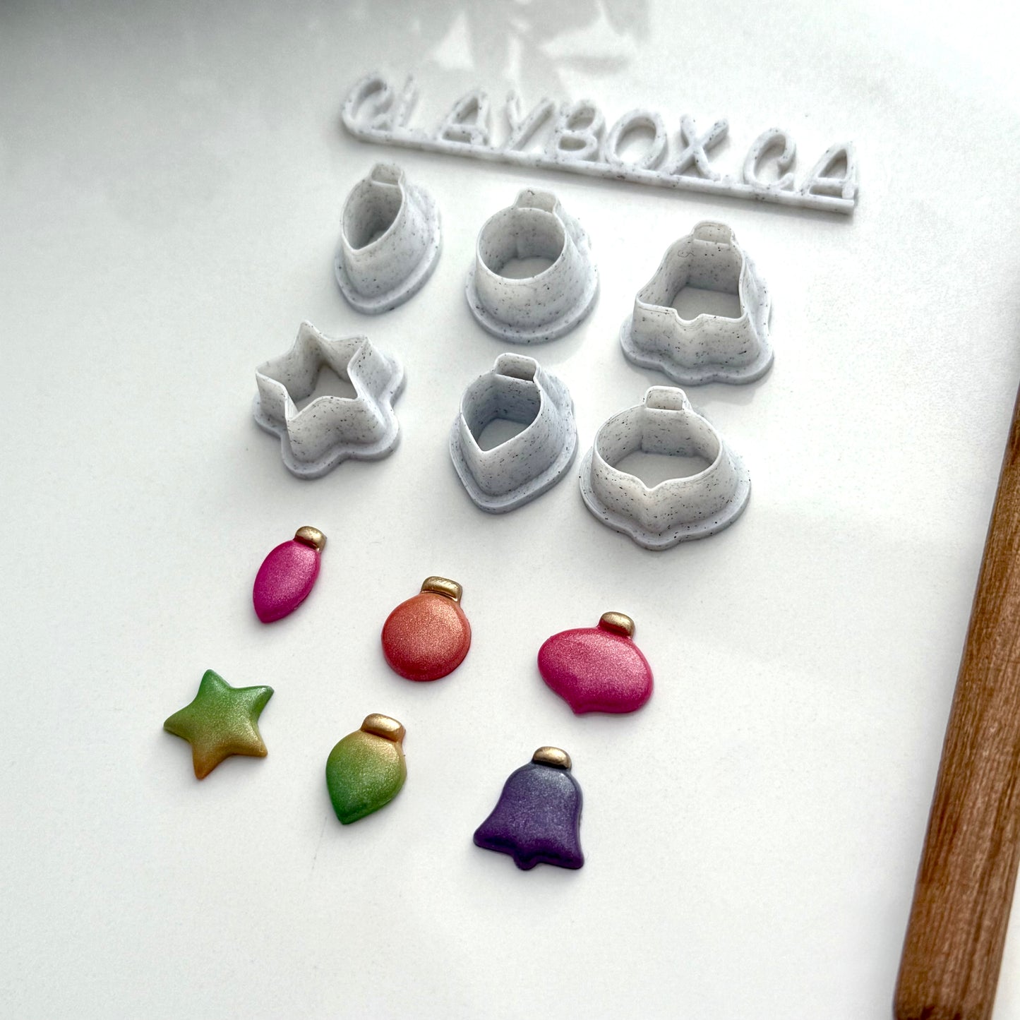 Christmas Ornament Stud Cutters for Polymer Clay - Set of 6 Small Earring Cutters