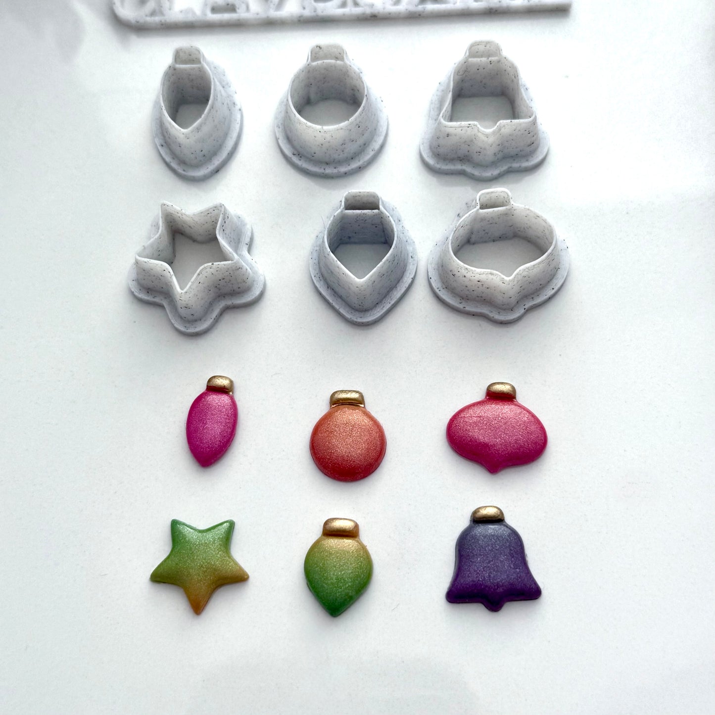 Christmas Ornament Stud Cutters for Polymer Clay - Set of 6 Small Earring Cutters