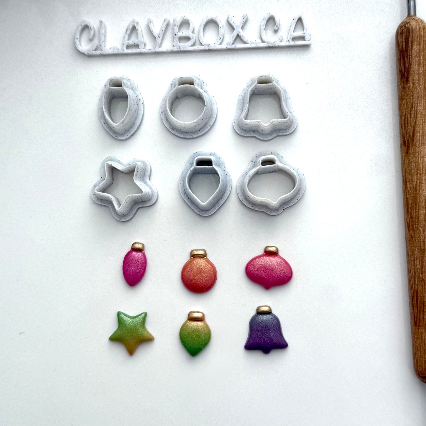 Christmas Ornament Stud Cutters for Polymer Clay - Set of 6 Small Earring Cutters