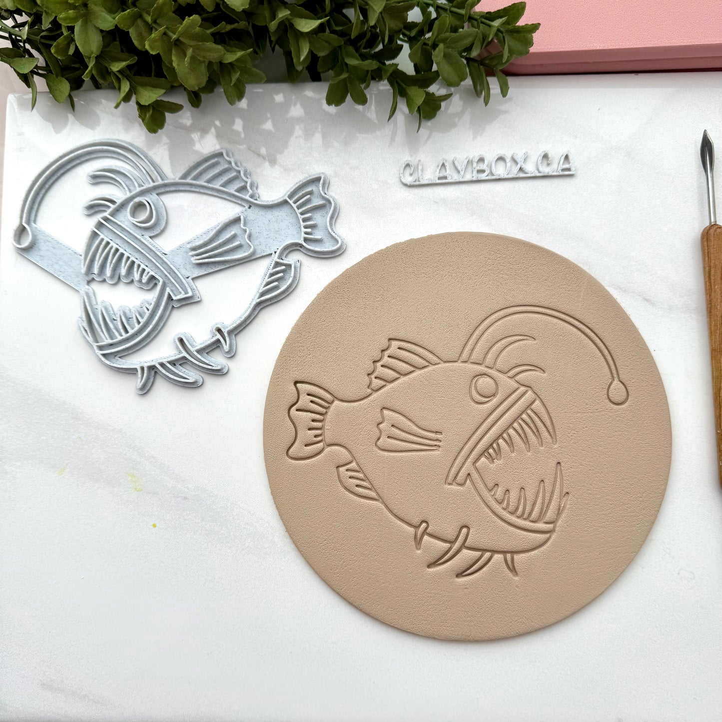 Large Anglerfish Stamp – 3D Printed for Pottery Clay