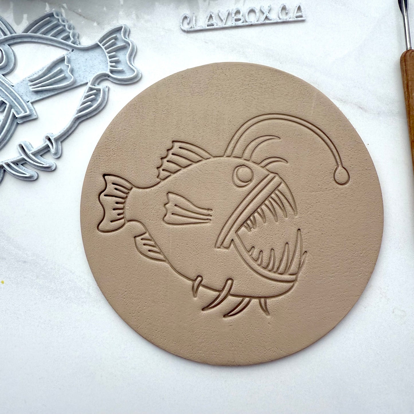 Large Anglerfish Stamp – 3D Printed for Pottery Clay