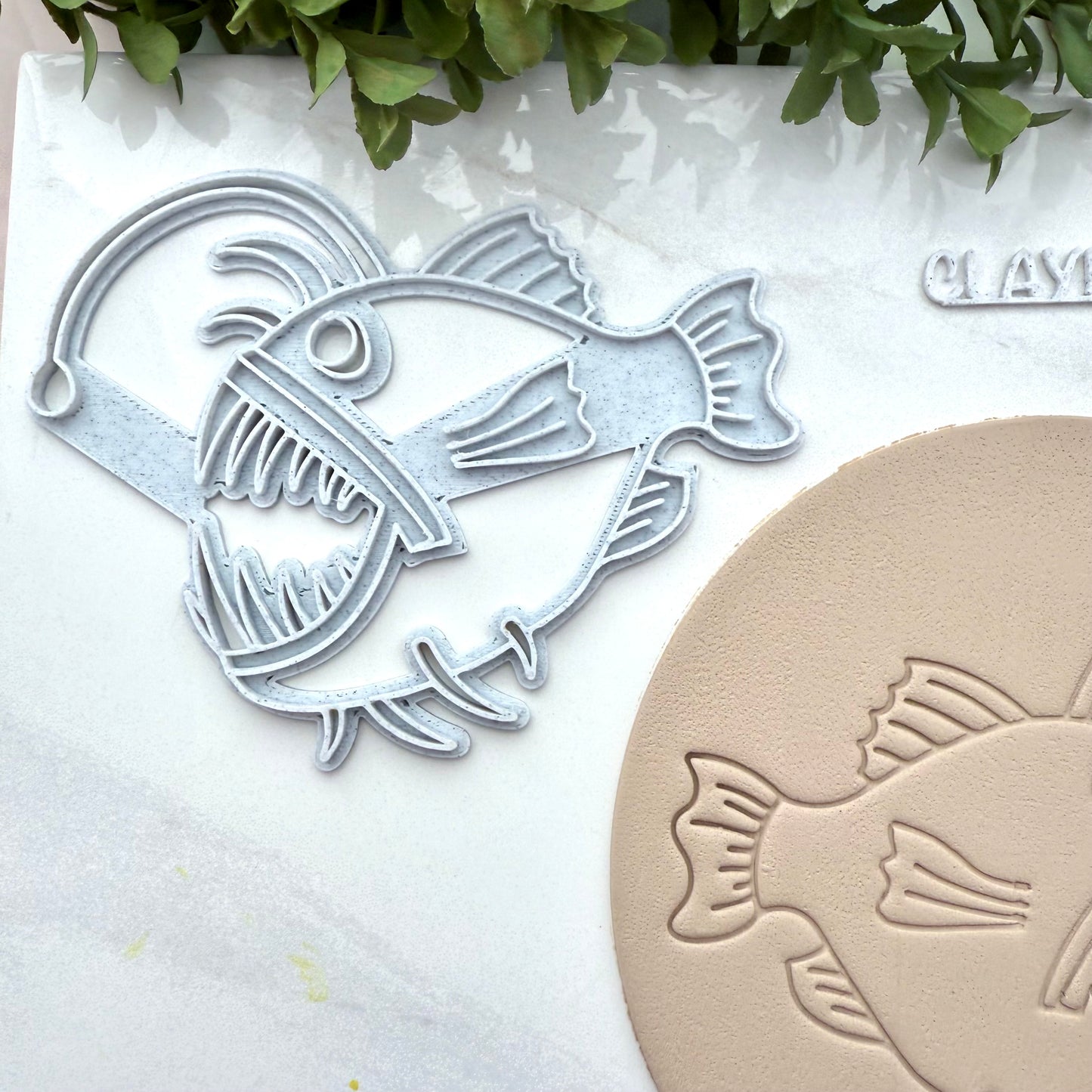 Large Anglerfish Stamp – 3D Printed for Pottery Clay