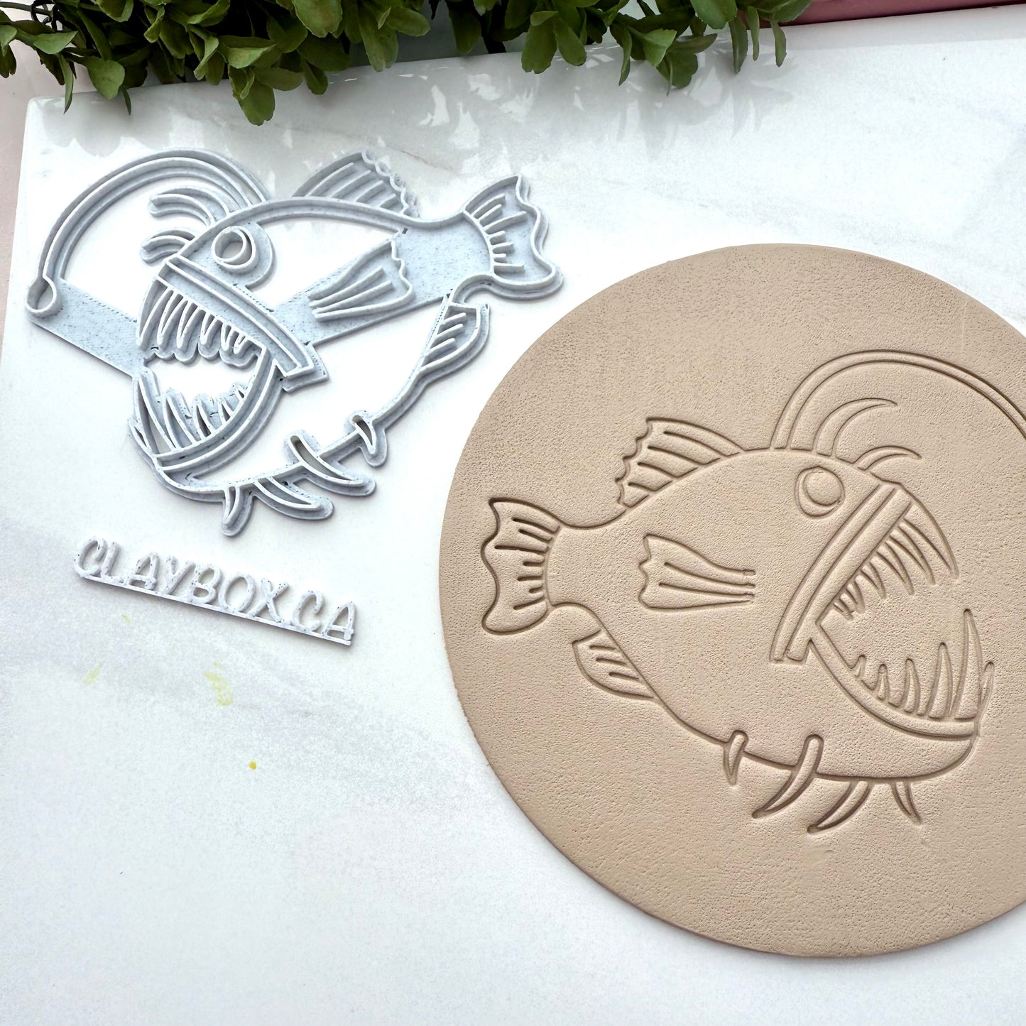 Large Anglerfish Stamp – 3D Printed for Pottery Clay