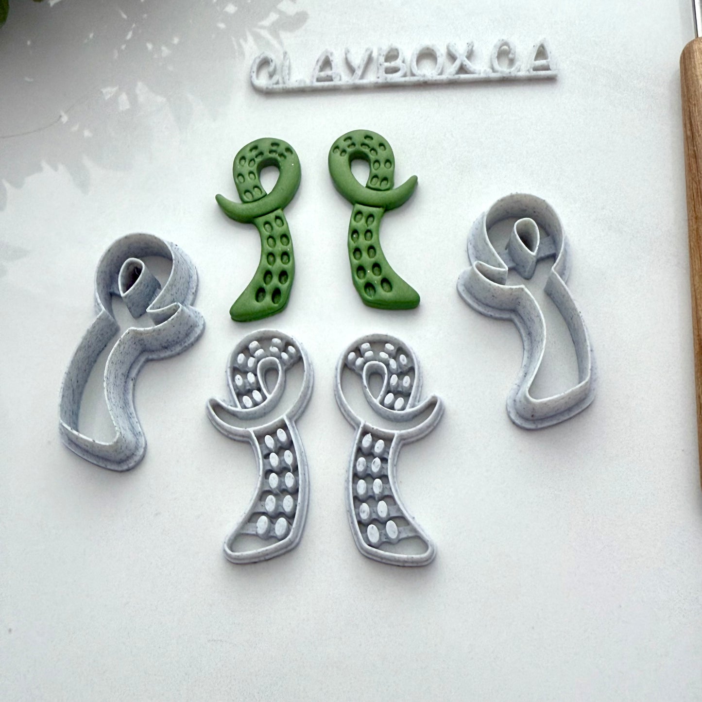 Tentacle Stamp & Cutter Set – Polymer Clay Tool Pair (Left and Right)