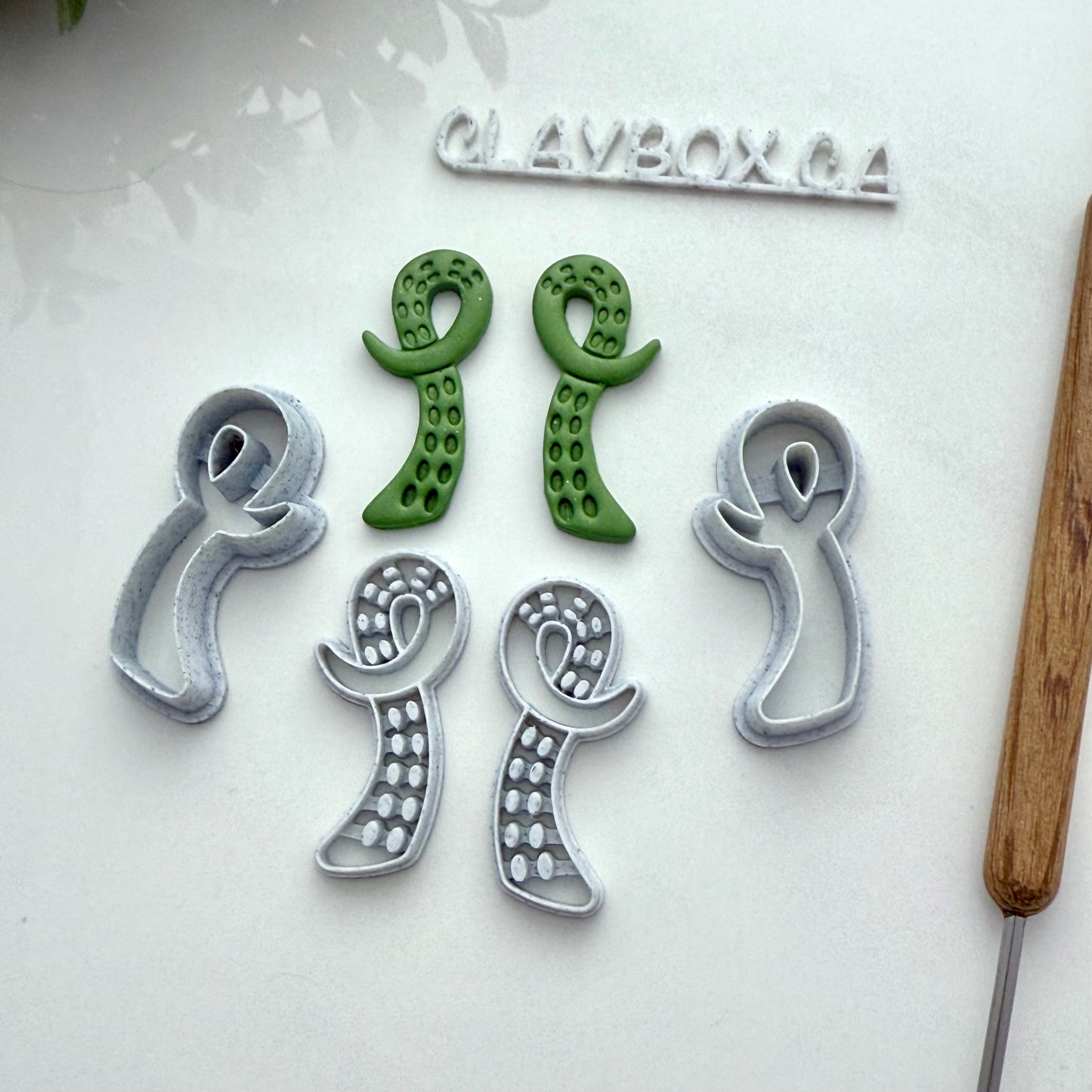 Tentacle Stamp & Cutter Set – Polymer Clay Tool Pair (Left and Right)