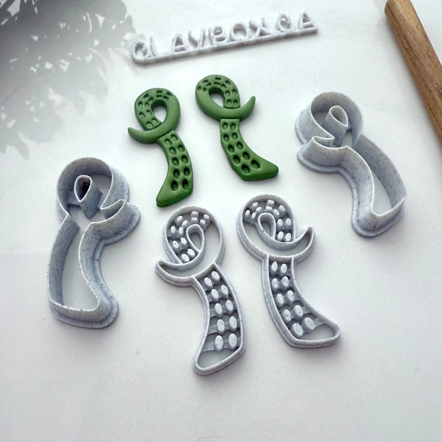 Tentacle Stamp & Cutter Set – Polymer Clay Tool Pair (Left and Right)