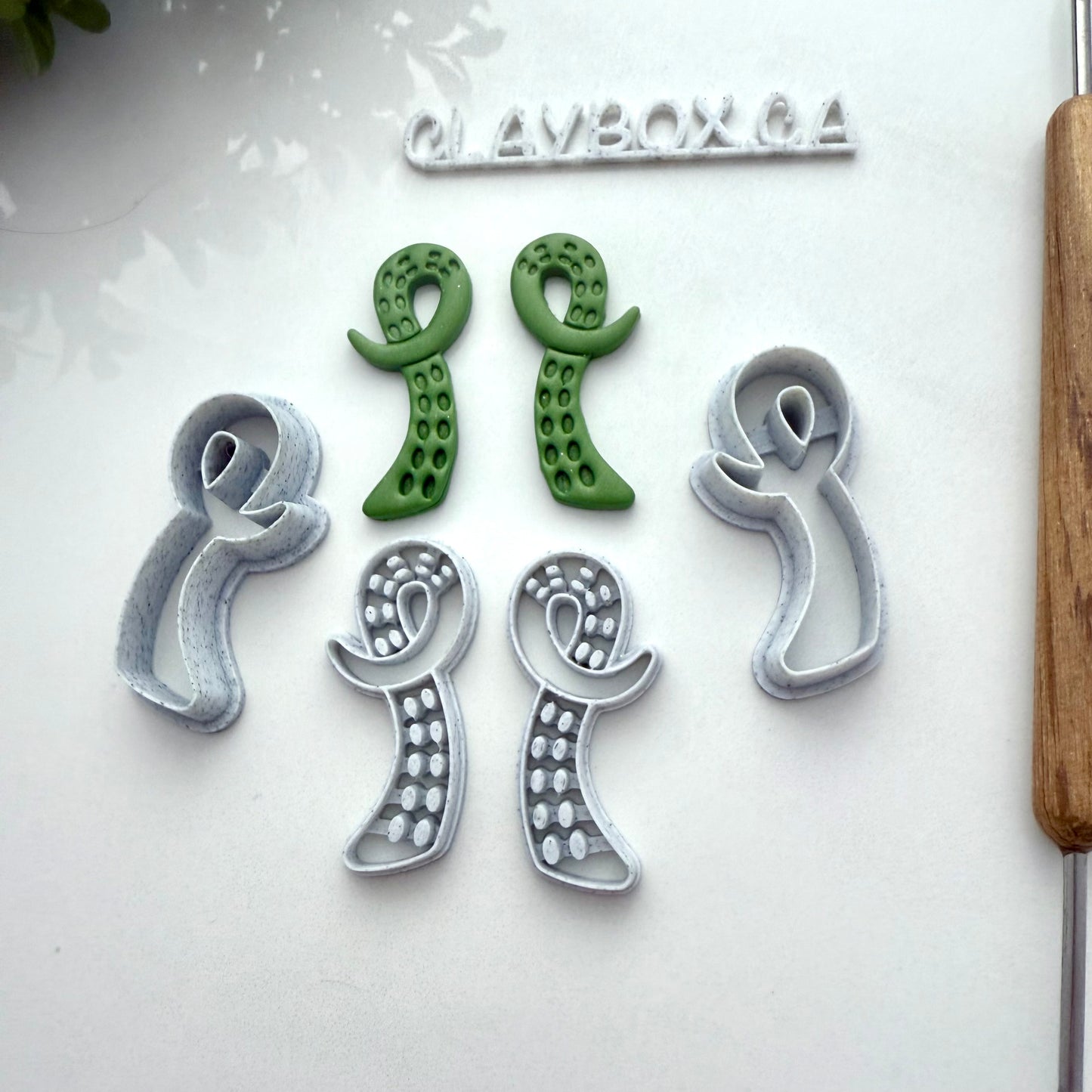 Tentacle Stamp & Cutter Set – Polymer Clay Tool Pair (Left and Right)