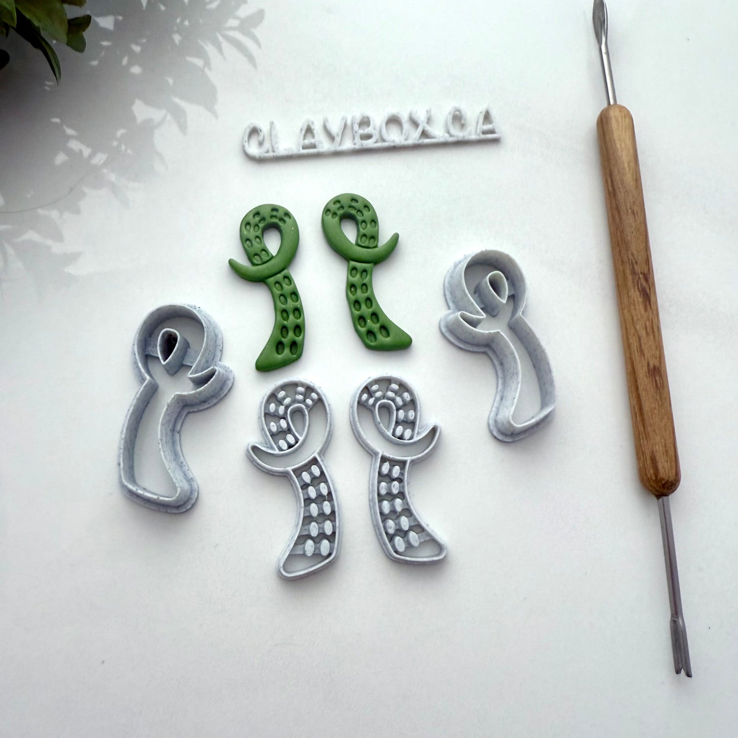 Tentacle Stamp & Cutter Set – Polymer Clay Tool Pair (Left and Right)