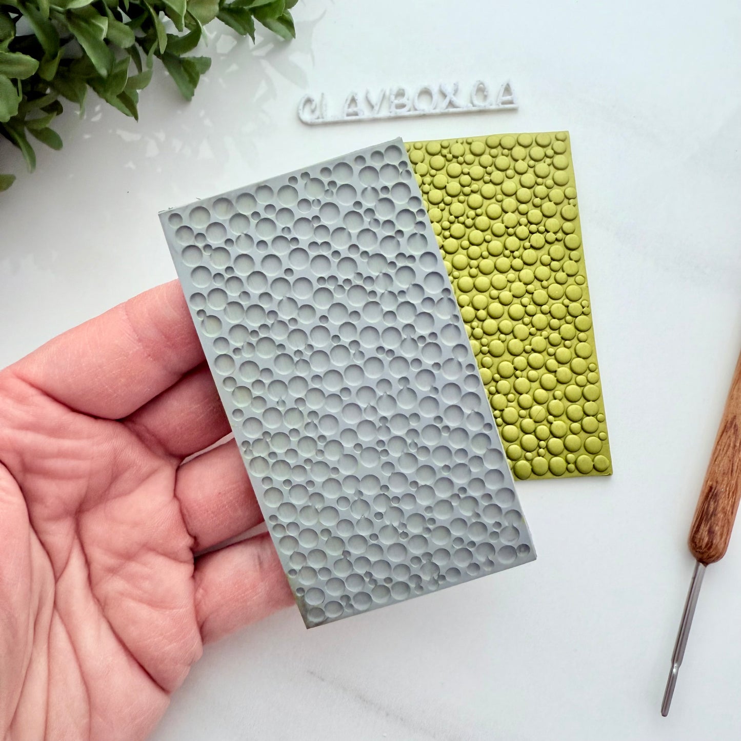 Bubbles Texture Mat – 2x4” Rubber Texture Stamp – Polymer Clay Tool – Circle Pattern Imprint