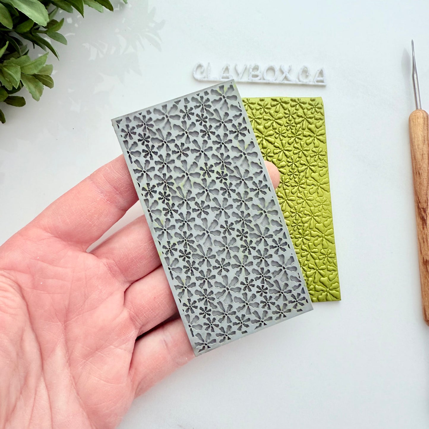Abstract Floral Texture Mat – 2x4” Rubber Texture Stamp – Polymer Clay Tool – Botanical Pattern Imprint