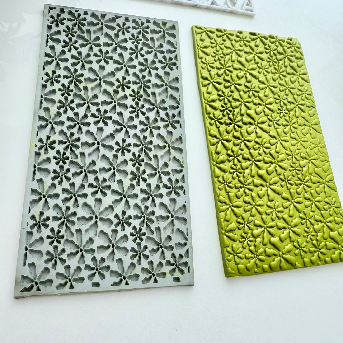 Abstract Floral Texture Mat – 2x4” Rubber Texture Stamp – Polymer Clay Tool – Botanical Pattern Imprint