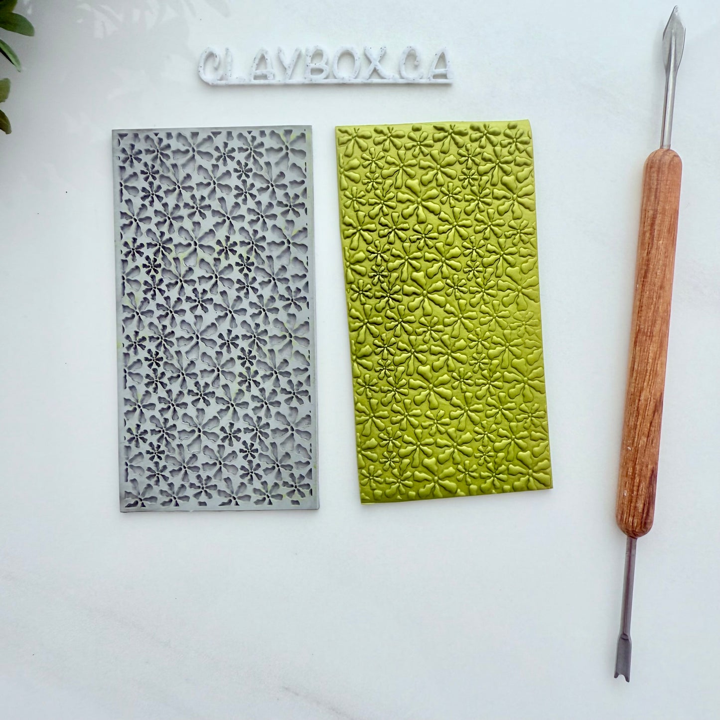 Abstract Floral Texture Mat – 2x4” Rubber Texture Stamp – Polymer Clay Tool – Botanical Pattern Imprint