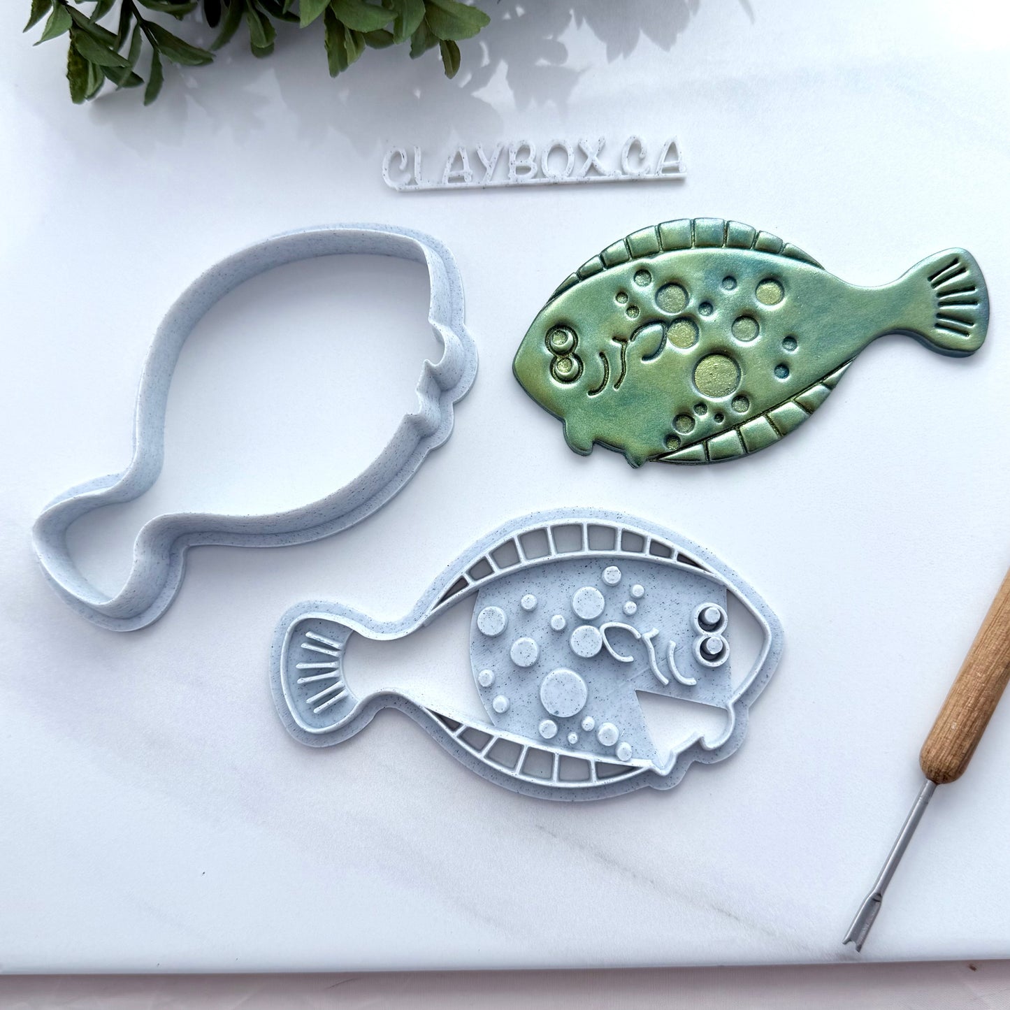 Large Flounder Pottery Stamp and Cutter – 3D Printed Clay Tools