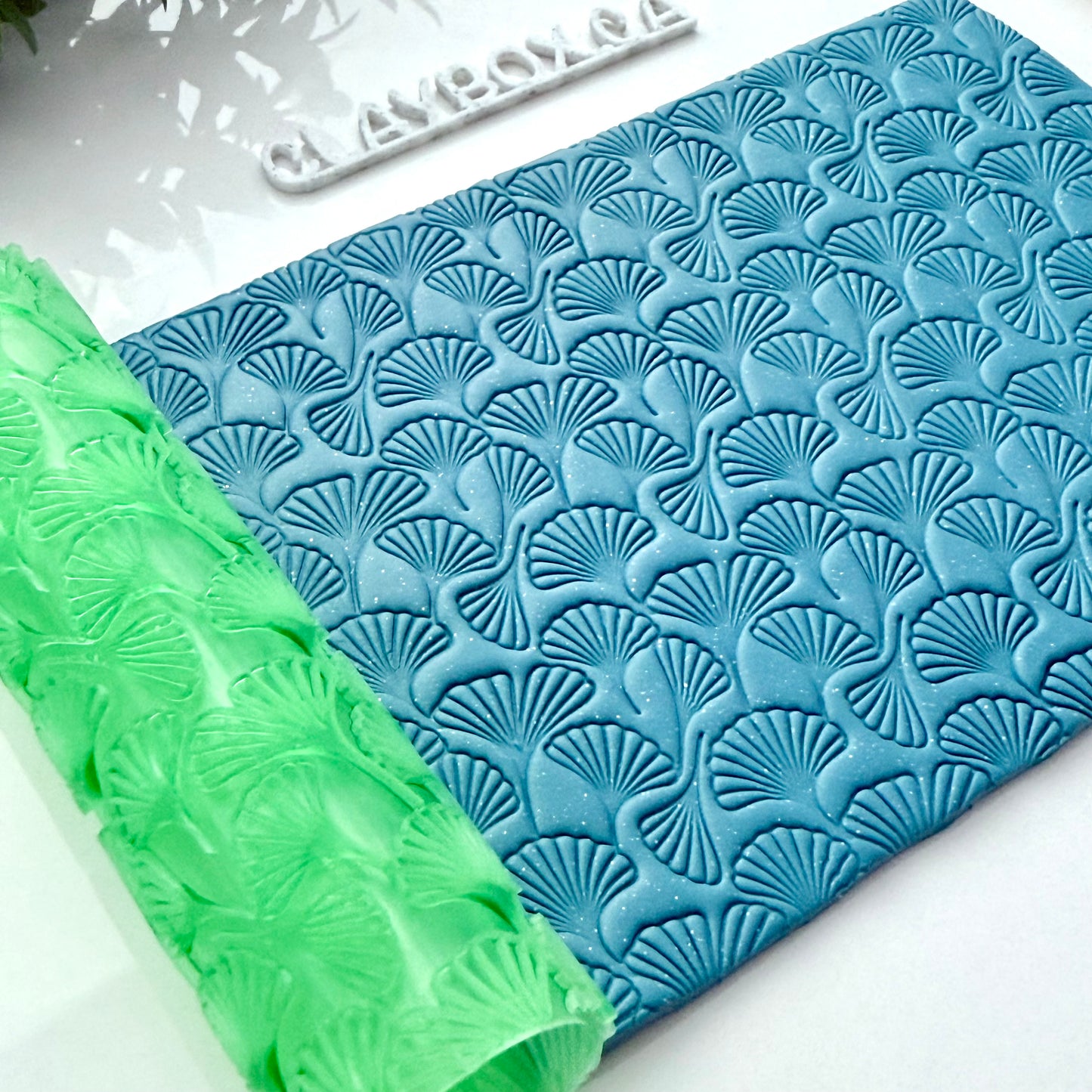 Ginkgo Texture Roller – 4” Polymer Clay Roller with Seamless Ginkgo Pattern