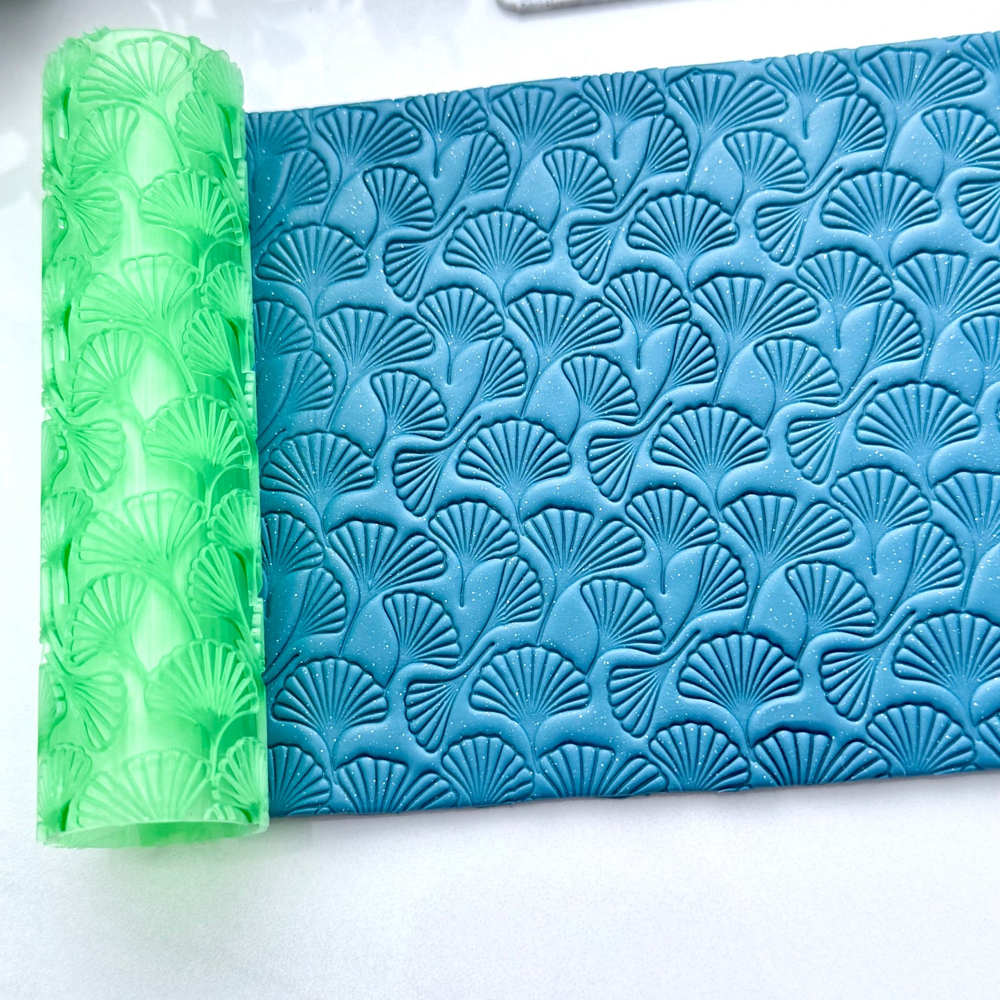 Ginkgo Texture Roller – 4” Polymer Clay Roller with Seamless Ginkgo Pattern