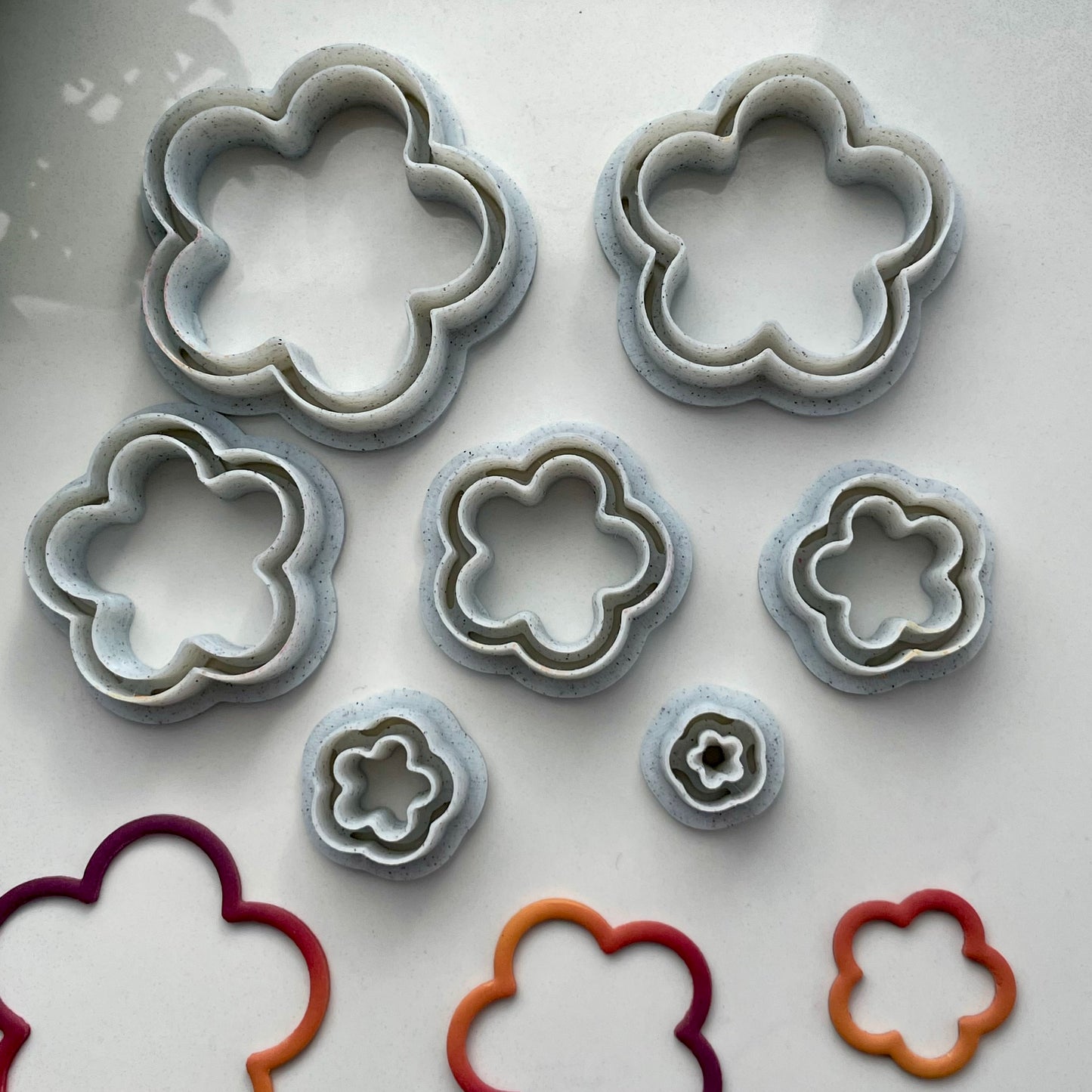 Skinny flowers donut set - made for use with polymer clay