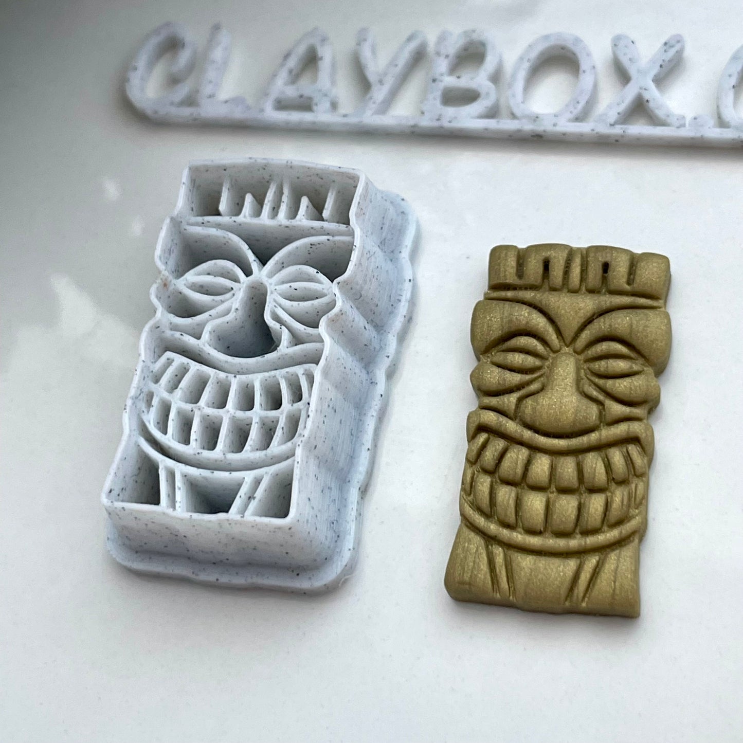 Tiki Mask Polymer Clay Cutter – Combined Stamp and Cutter – Tropical Clay Tool