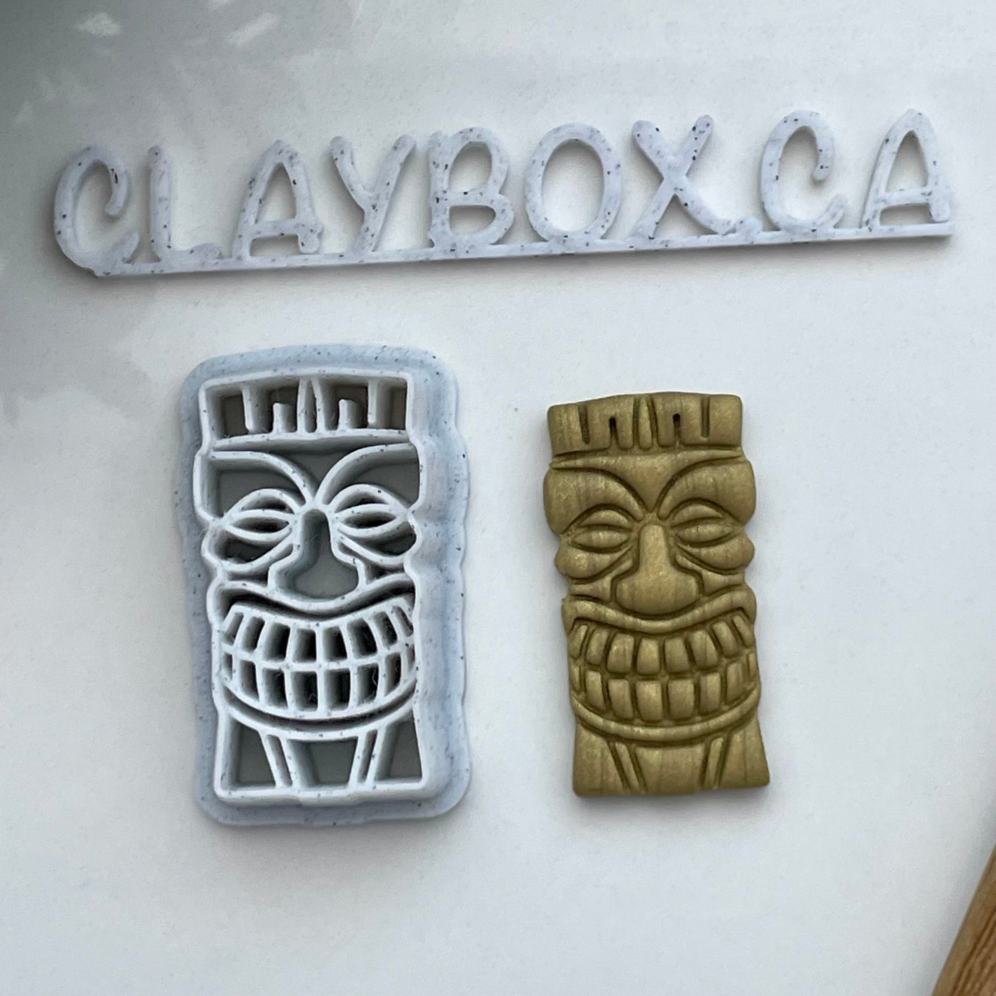 Tiki Mask Polymer Clay Cutter – Combined Stamp and Cutter – Tropical Clay Tool