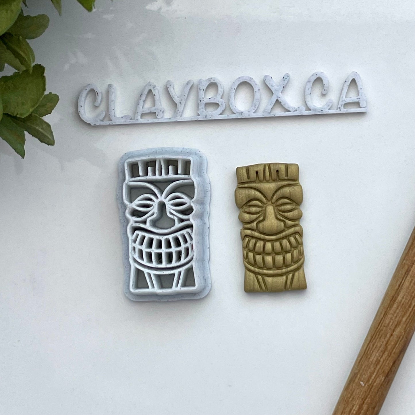 Tiki Mask Polymer Clay Cutter – Combined Stamp and Cutter – Tropical Clay Tool