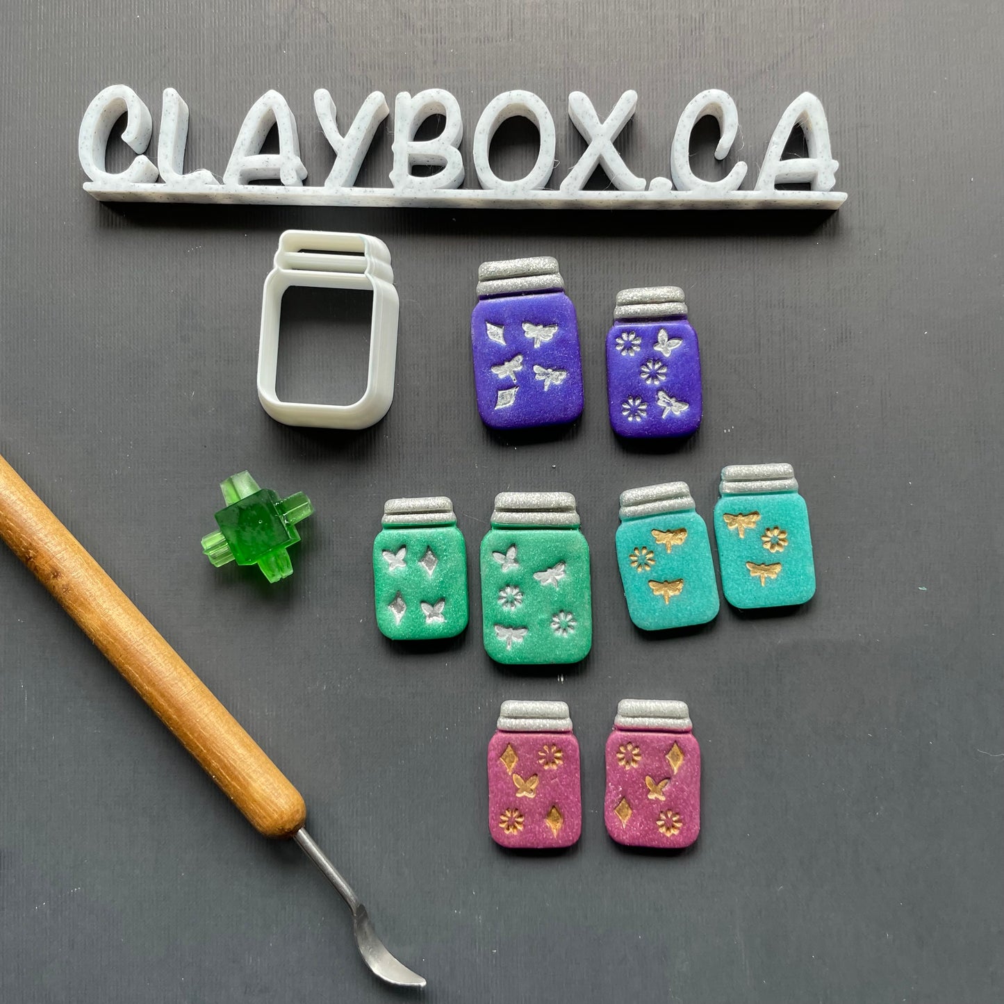 Mason jar cutter and four sided stamp