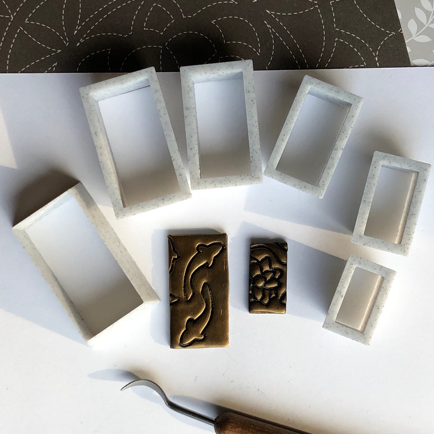Rectangle (with sharp corners) shape cutter set - made for use with polymer clay