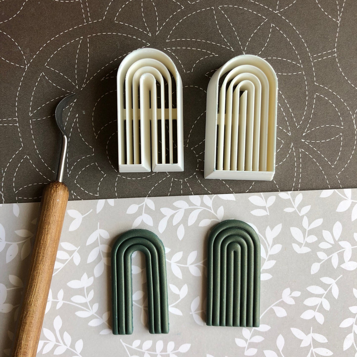 Tall rainbow combined stamp/cutters - made for use with polymer clay