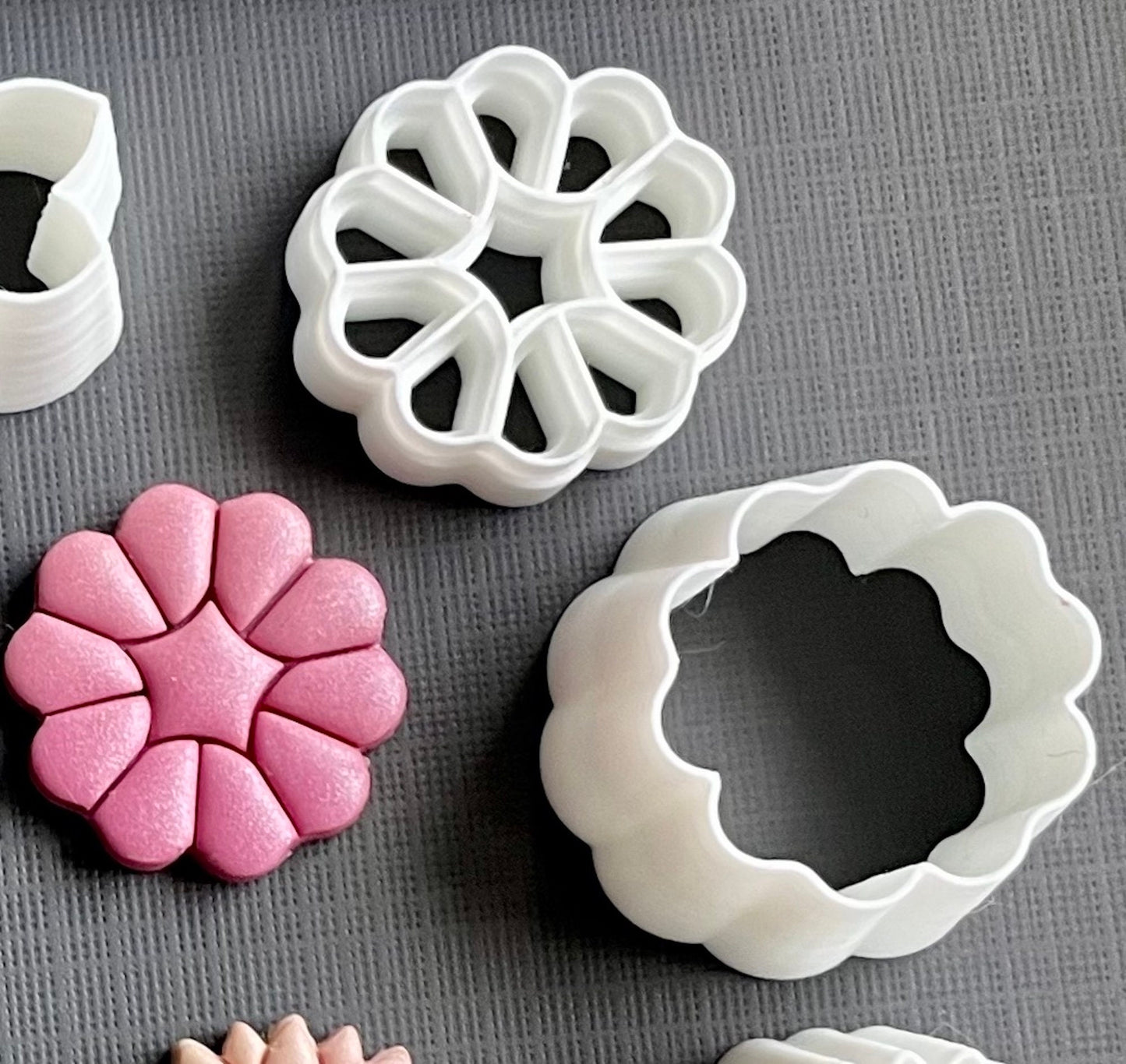 One inch flowers (Set 3) stamps and cutters - made for use with polymer clay