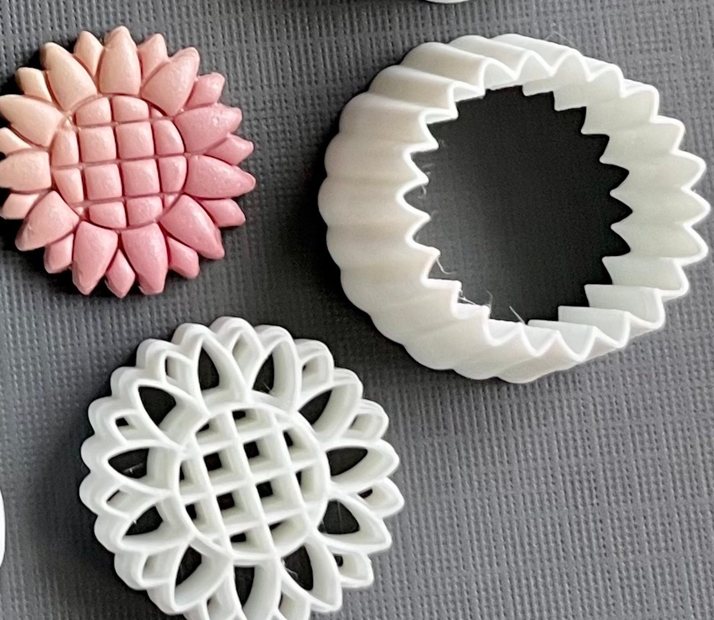 One inch flowers (Set 3) stamps and cutters - made for use with polymer clay