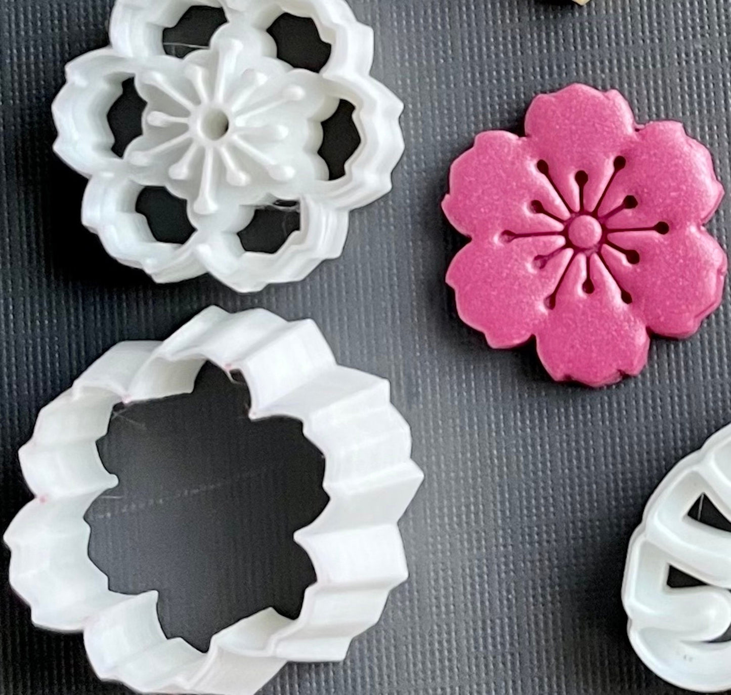 One inch flowers (Set 3) stamps and cutters - made for use with polymer clay