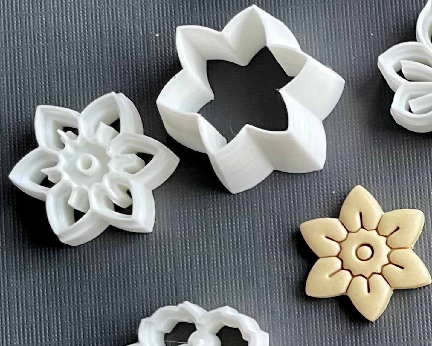 One inch flowers (Set 3) stamps and cutters - made for use with polymer clay