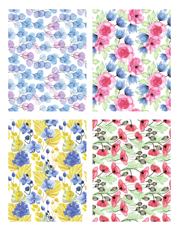 Image transfers - Watercolor flowers set 1