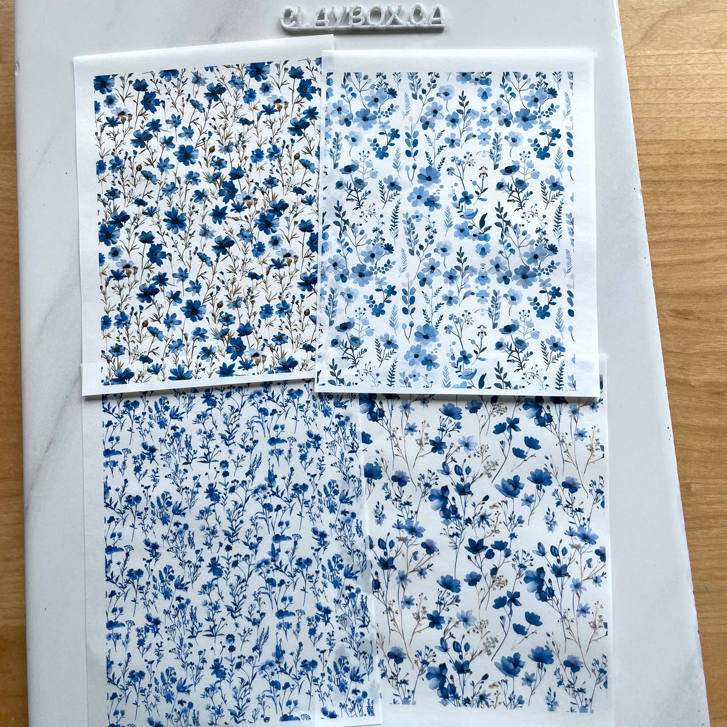 Image transfers - Blue flowers set