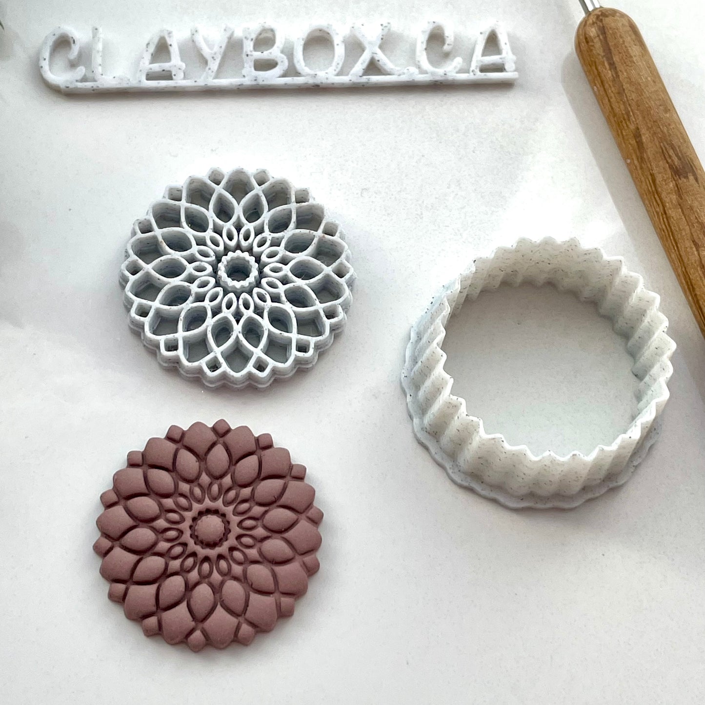 Mandala #8 stamp with matching cutter - made for use with polymer clay