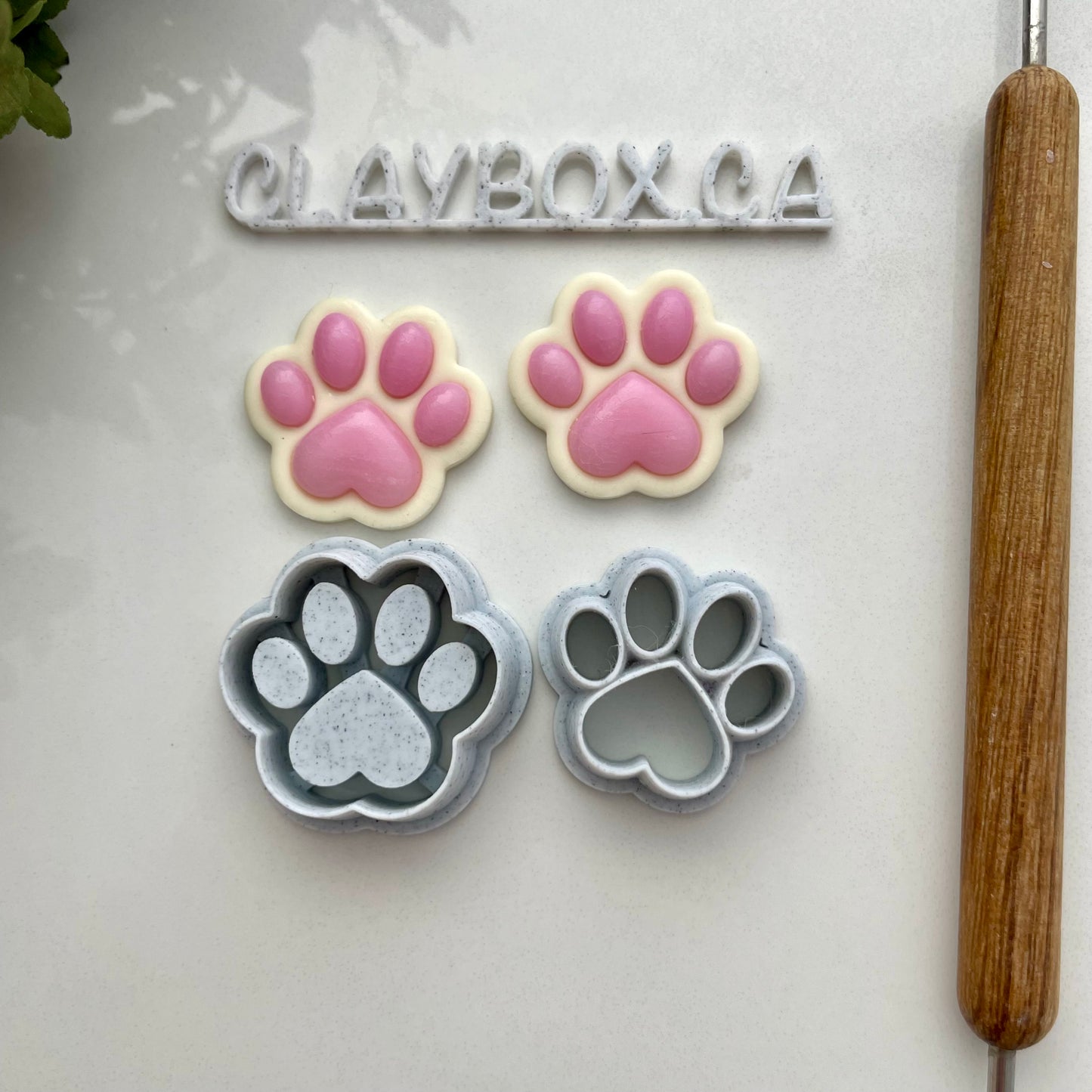 Paw print heart bezel cutter pair