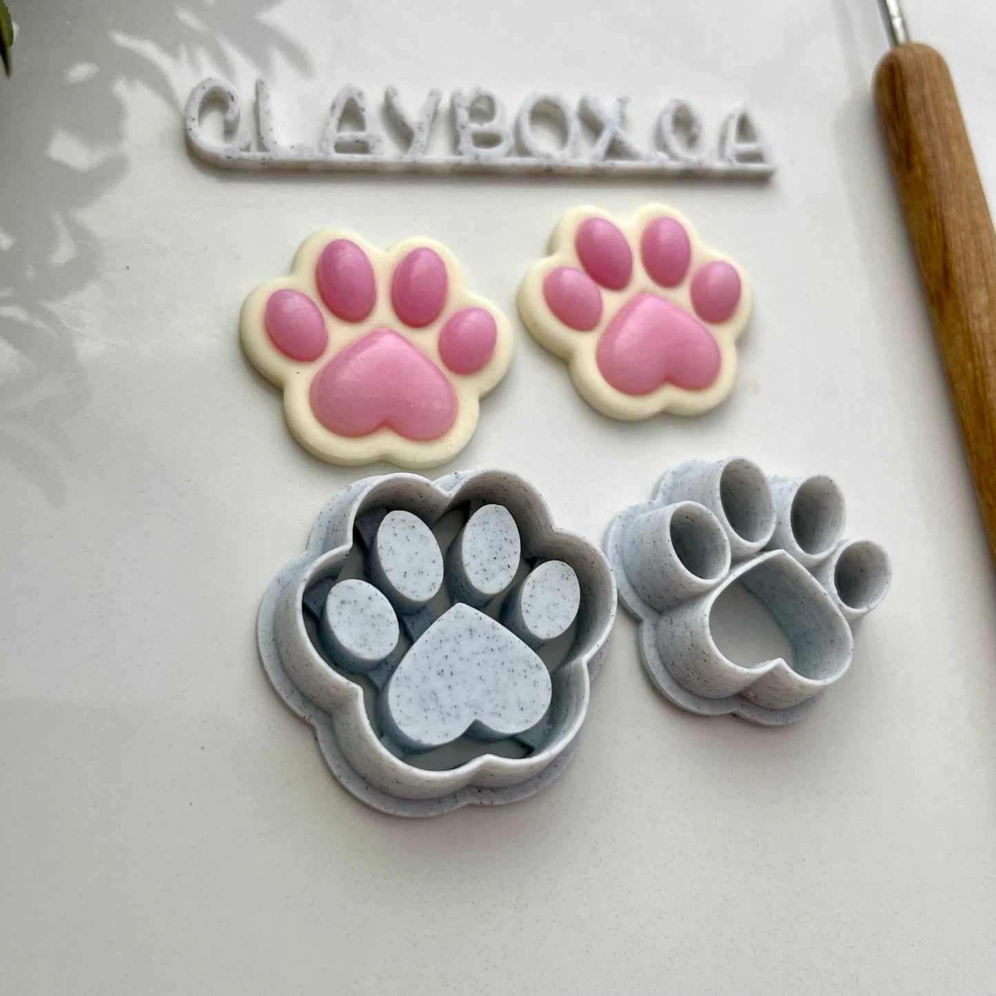 Paw print heart bezel cutter pair