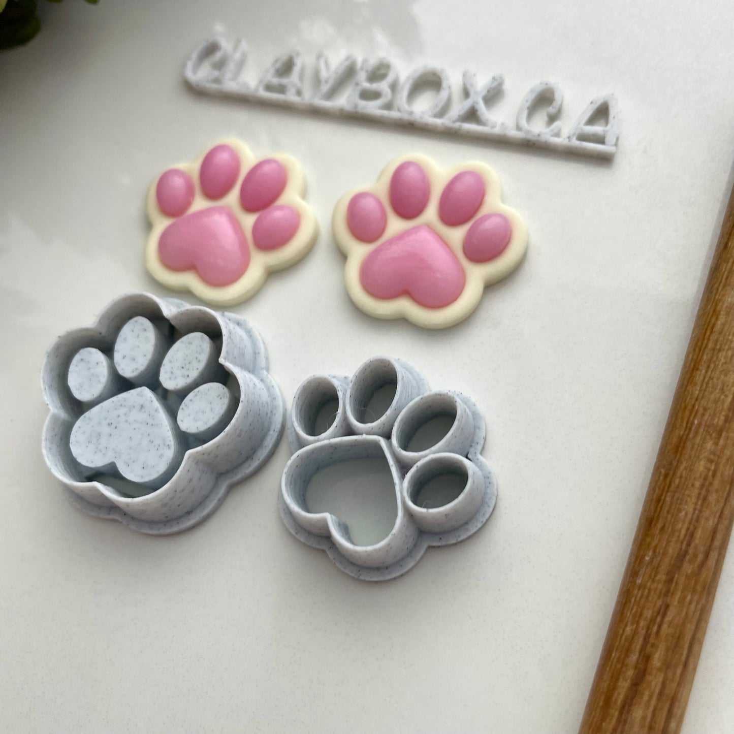 Paw print heart bezel cutter pair