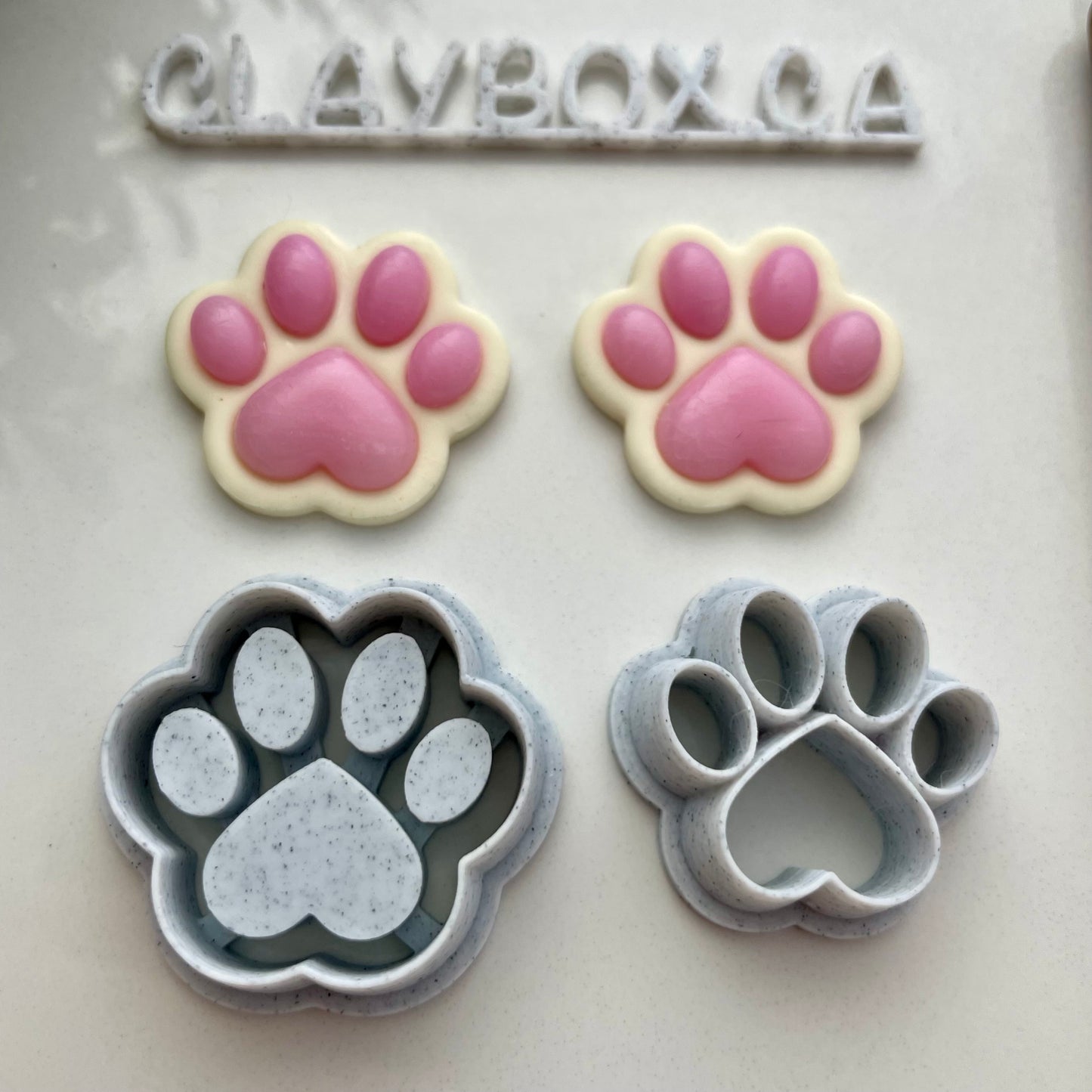 Paw print heart bezel cutter pair