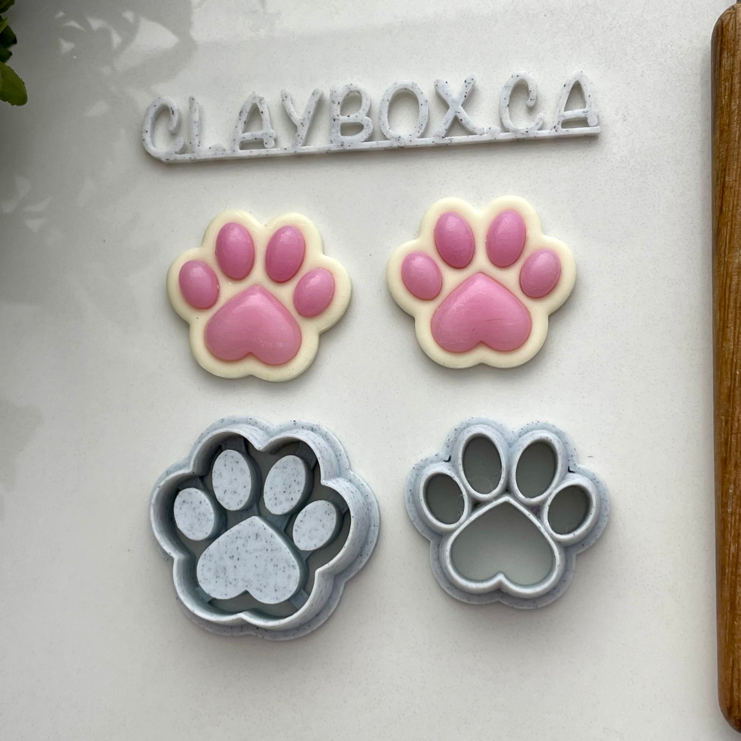 Paw print heart bezel cutter pair