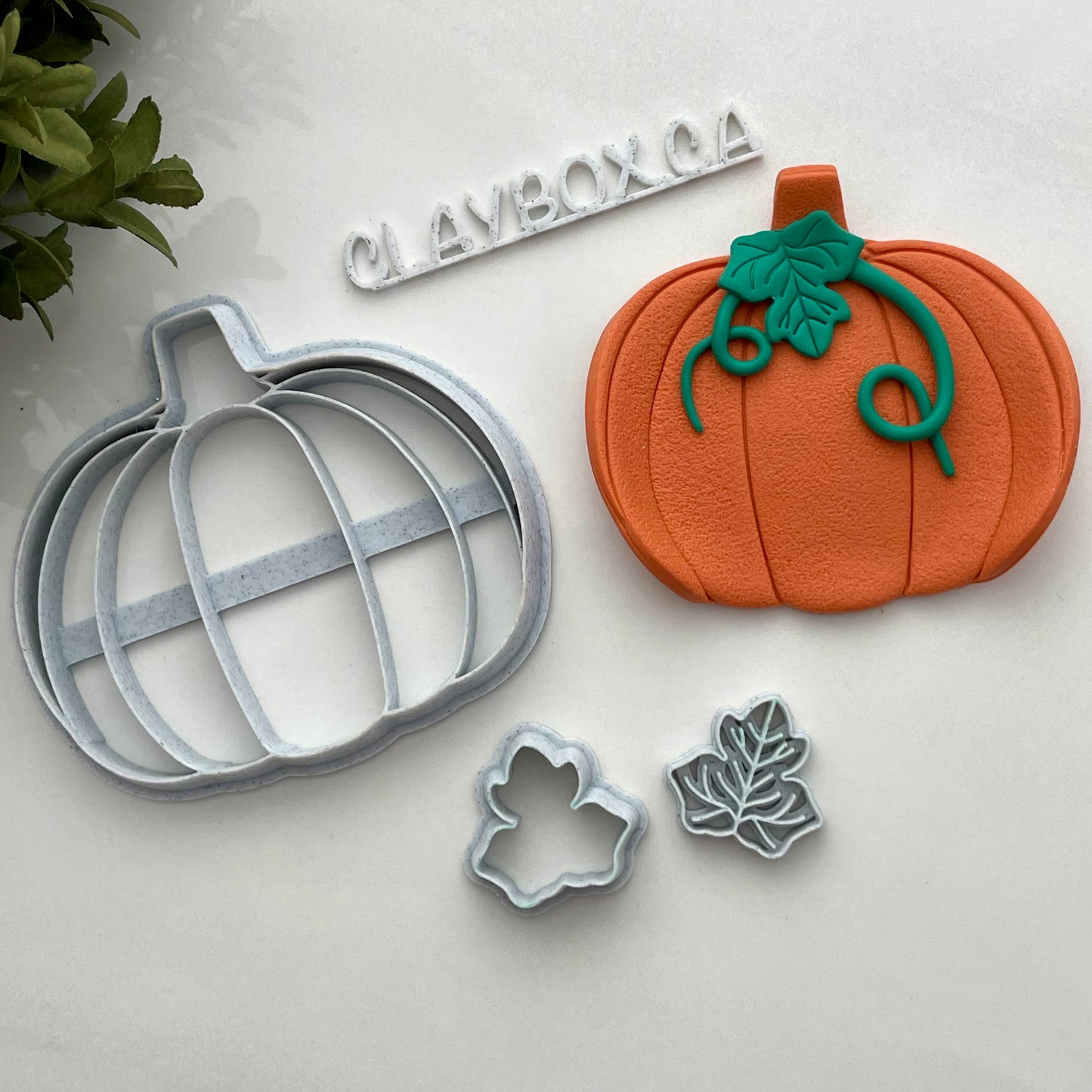 Pumpkin large cutter, plus pumpkin leaf stamp and matching cutter