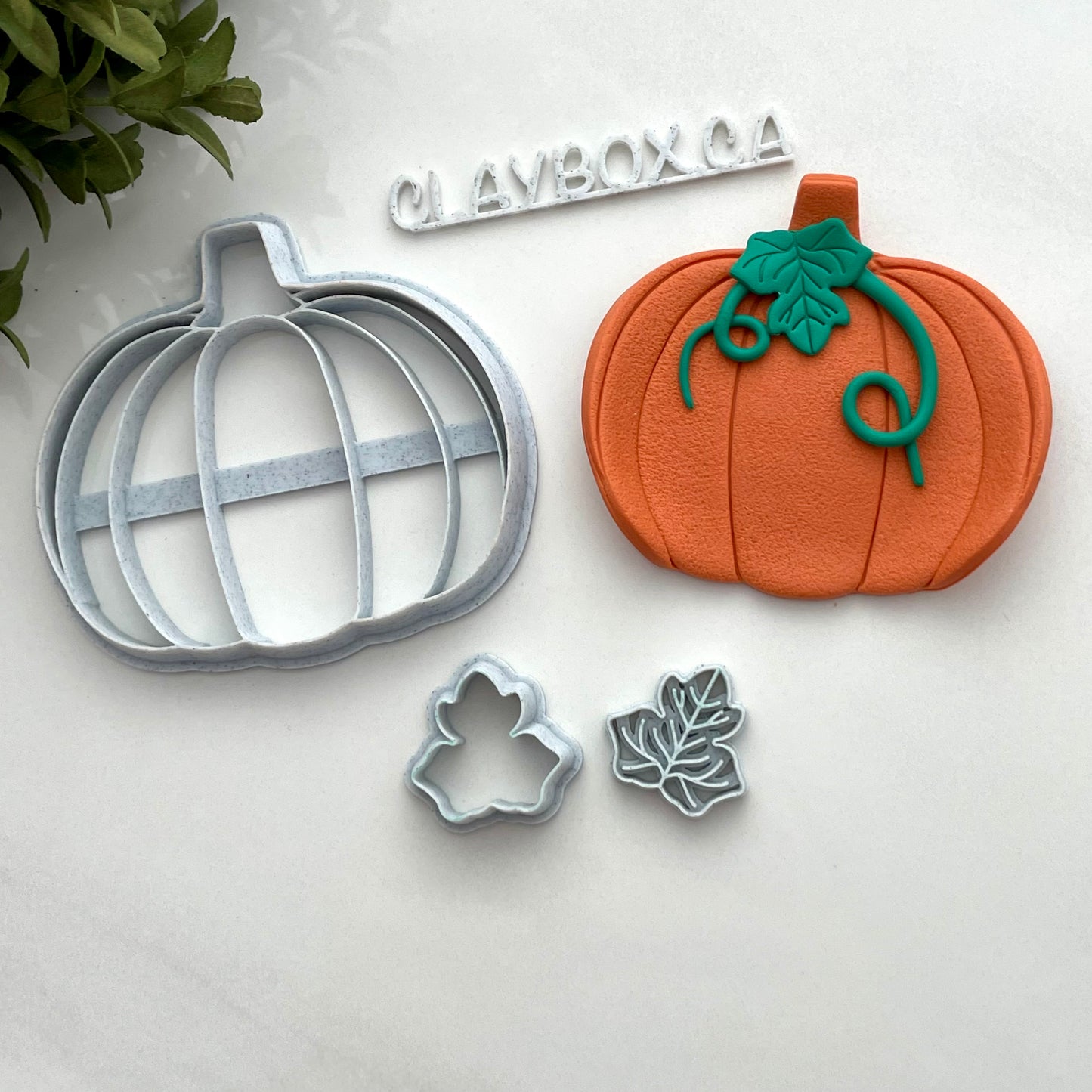 Pumpkin large cutter, plus pumpkin leaf stamp and matching cutter