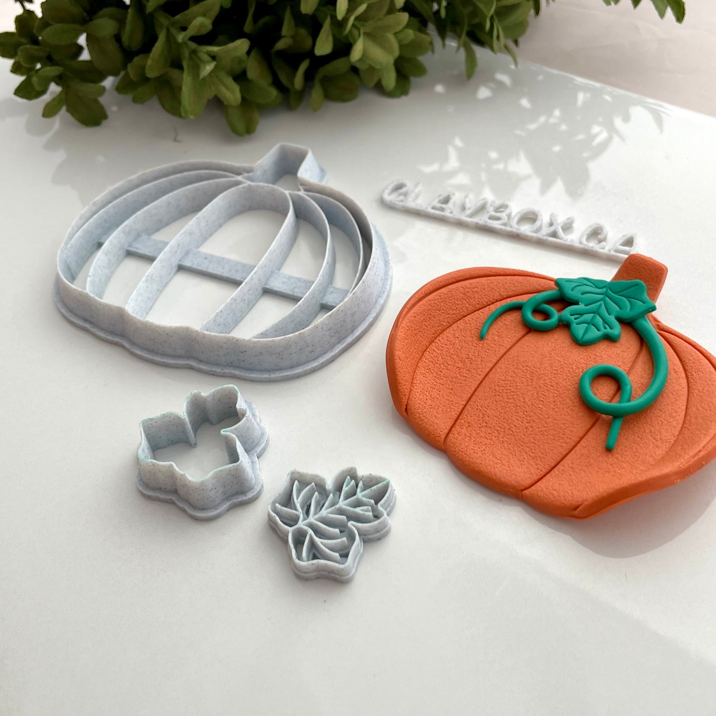 Pumpkin large cutter, plus pumpkin leaf stamp and matching cutter