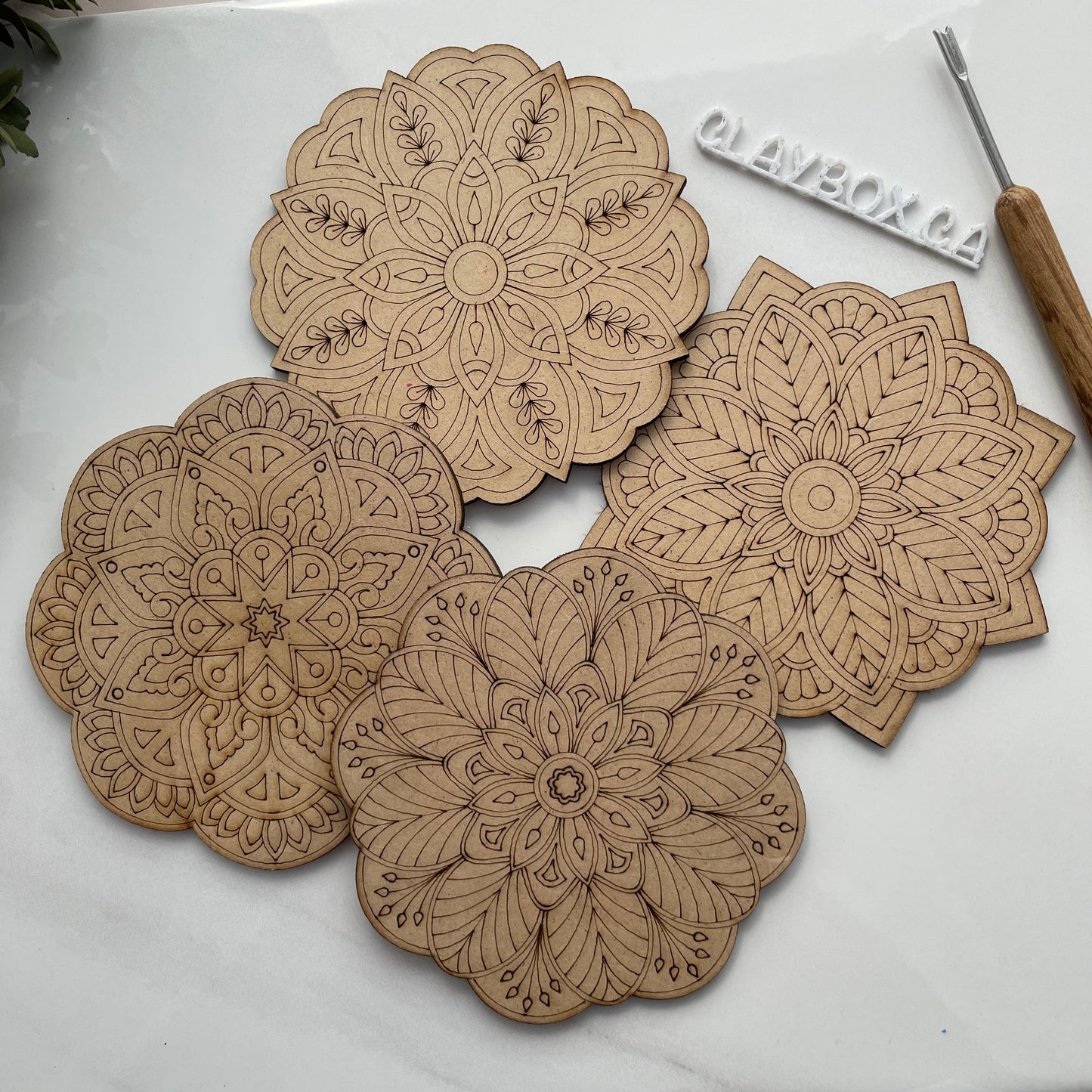 DIY paintable laser engraved MDF wood mandala - Relaxing art project for mindful creativity