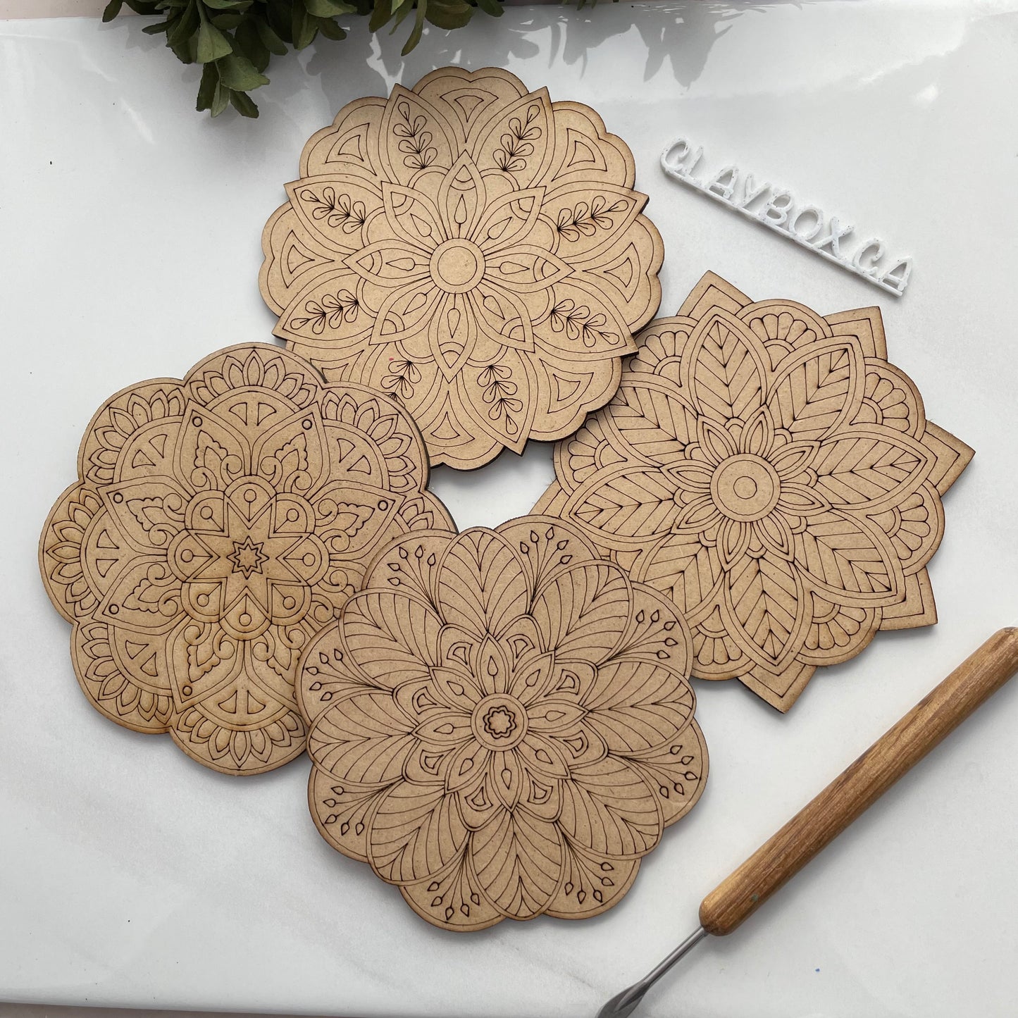 DIY paintable laser engraved MDF wood mandala - Relaxing art project for mindful creativity