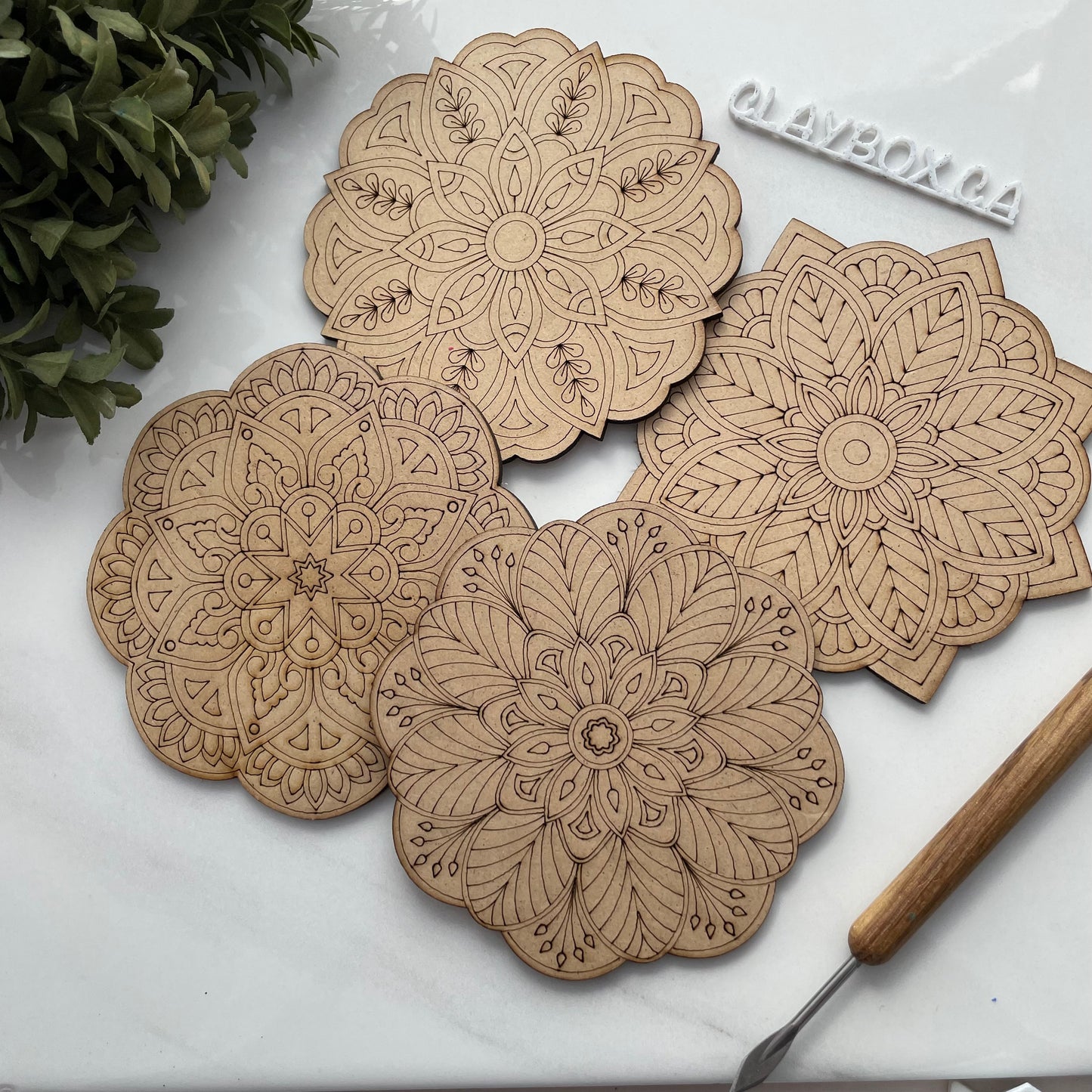 DIY paintable laser engraved MDF wood mandala - Relaxing art project for mindful creativity