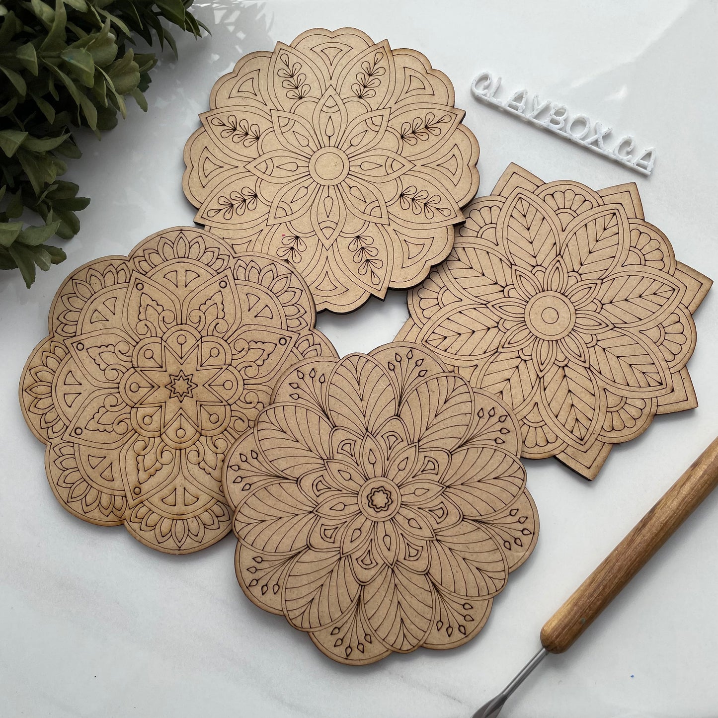 DIY paintable laser engraved MDF wood mandala - Relaxing art project for mindful creativity