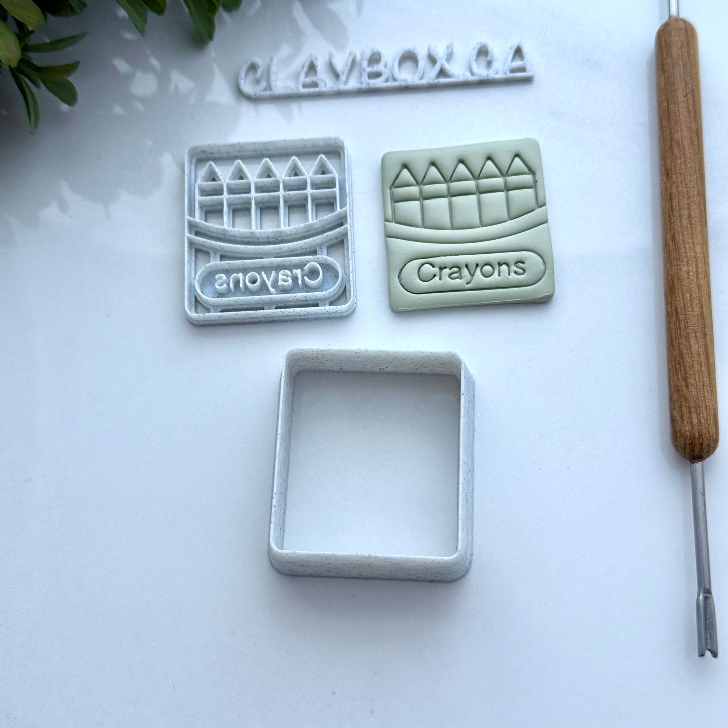 Crayons stamp with matching cutter - made for use with polymer clay