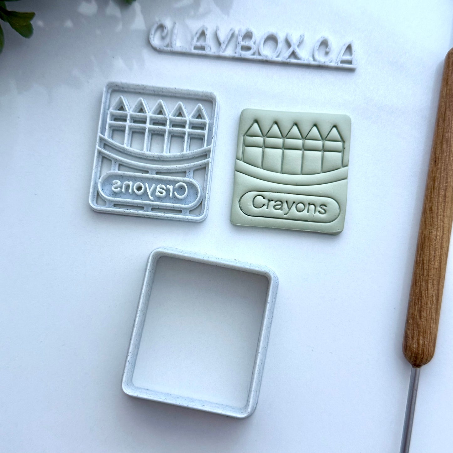 Crayons stamp with matching cutter - made for use with polymer clay