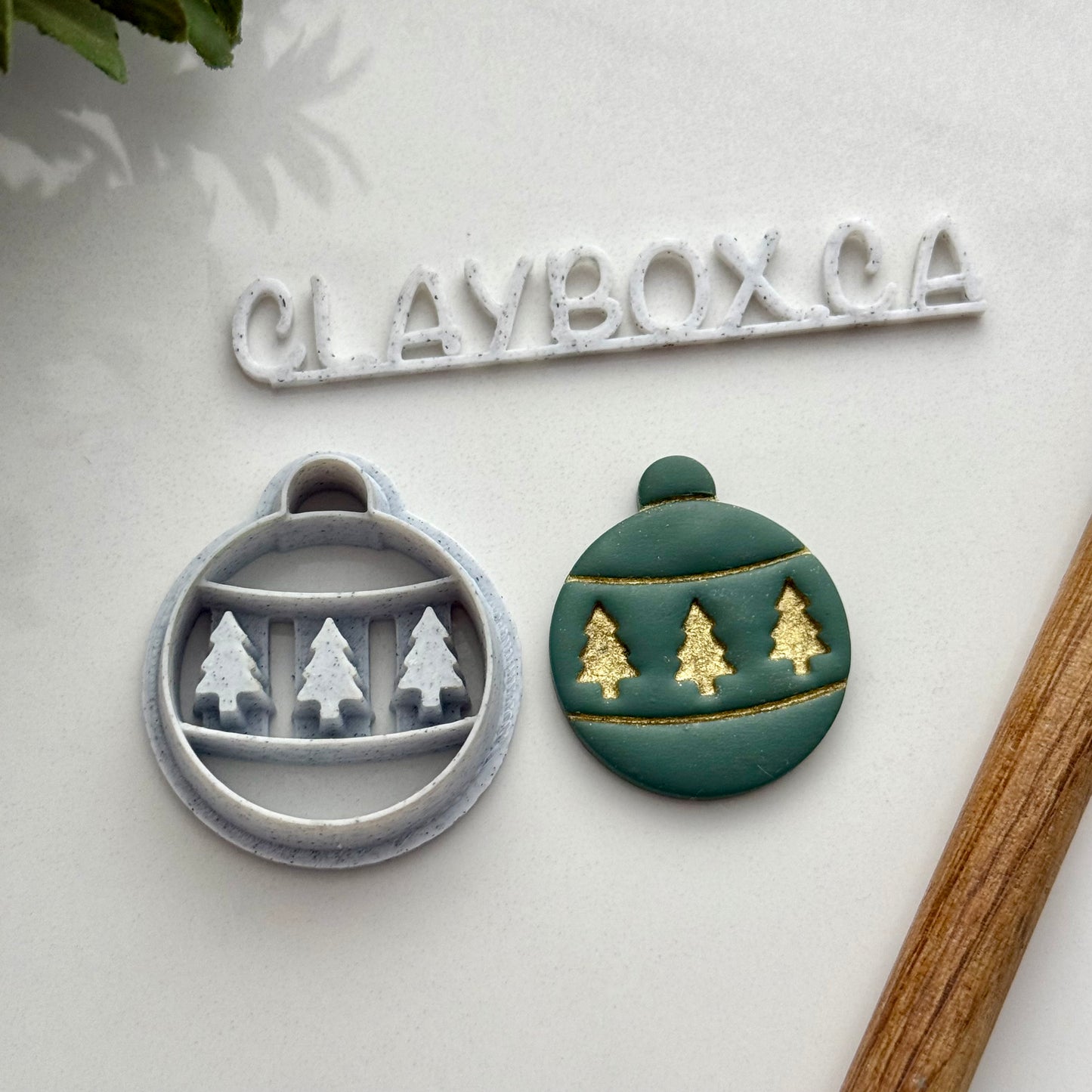 Christmas Ornament Cutter with Trees for Polymer Clay - Stamp and Cutter Combo