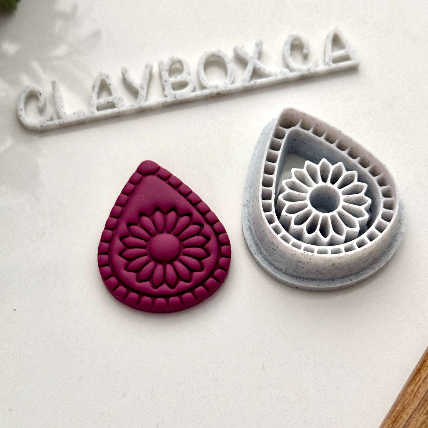 Daisy Drop Stamp and Cutter | Polymer Clay Tool | Floral Teardrop Cutter for Clay Jewelry